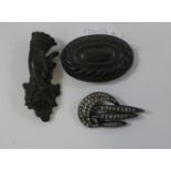 This is a Timed Online Auction on Bidspotter.co.uk, Click here to bid. 3 x Carved Jet Brooches.