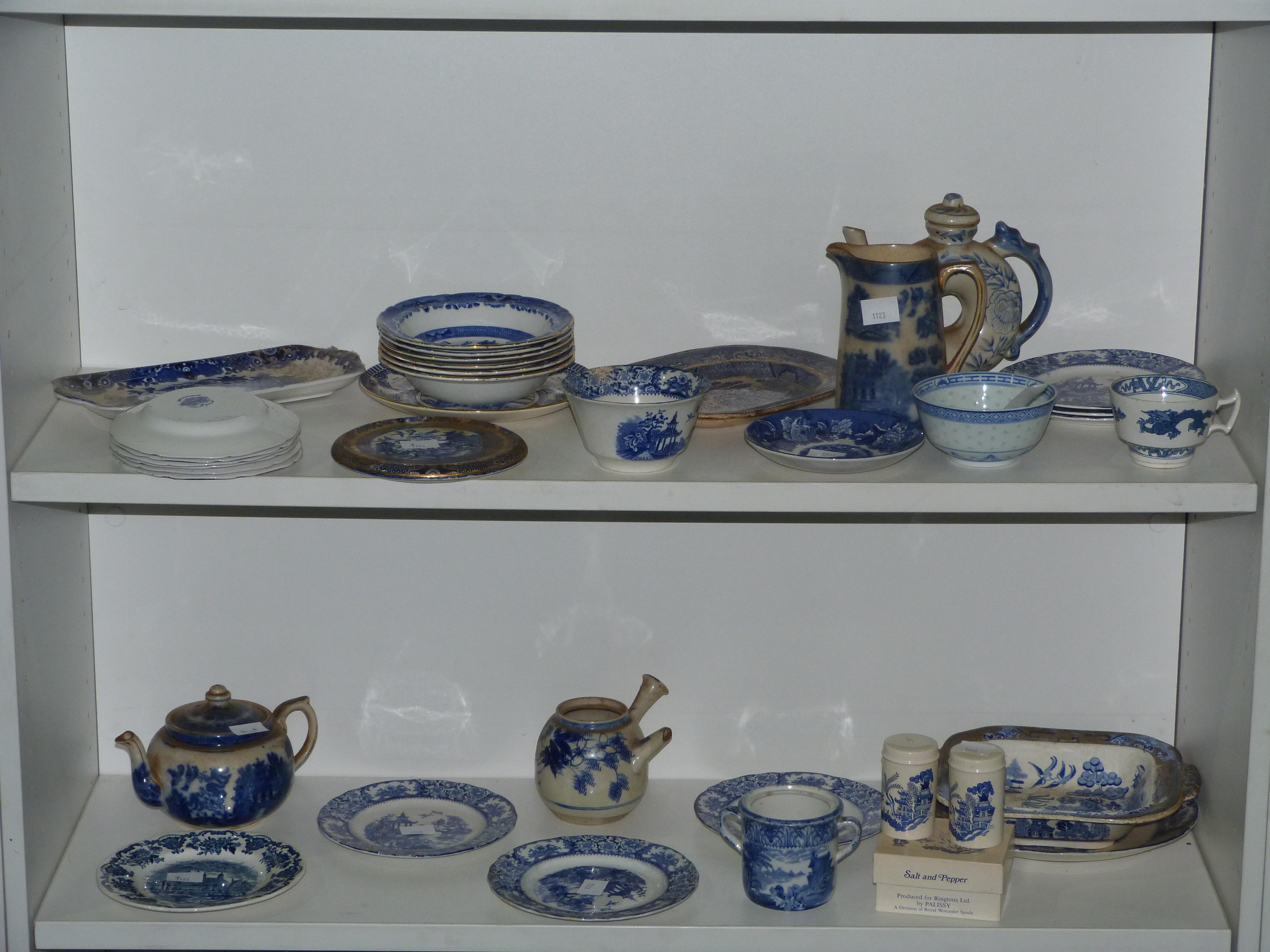 This is a Timed Online Auction on Bidspotter.co.uk, Click here to bid. Four shelves of blue & - Image 2 of 2