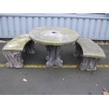 This is a Timed Online Auction on Bidspotter.co.uk, Click here to bid. A concrete table, with 2 x