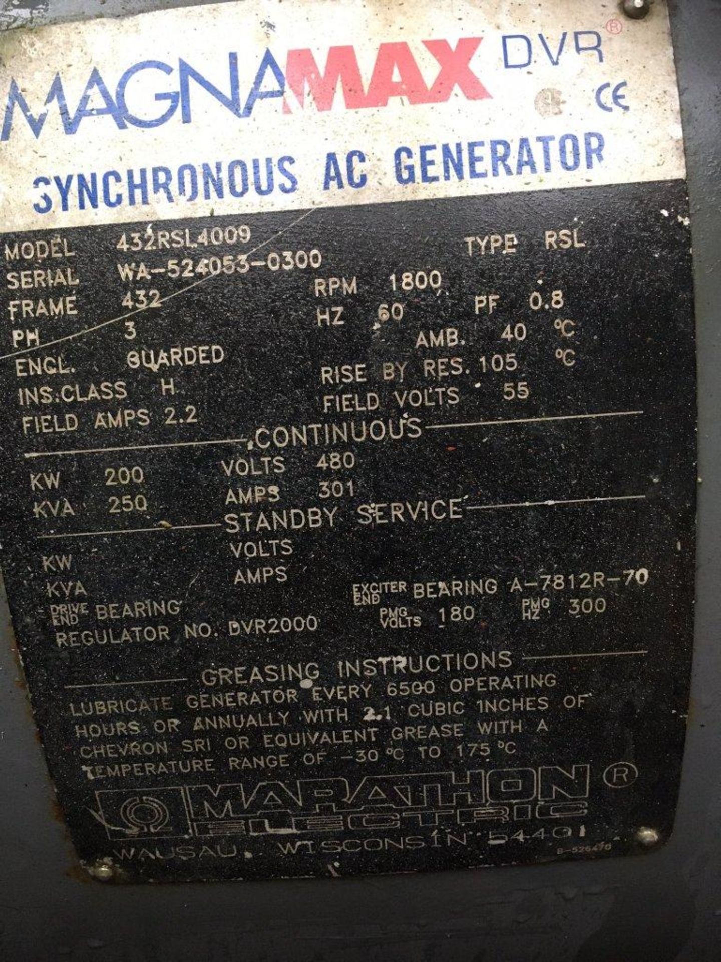 * A Deutz V6 Turbo, BF6M1015, Alternator Make: Magnamax, 250KVA, 60Hz, 3PH, 1800RPM, 301AMP, 480V, - Image 7 of 7