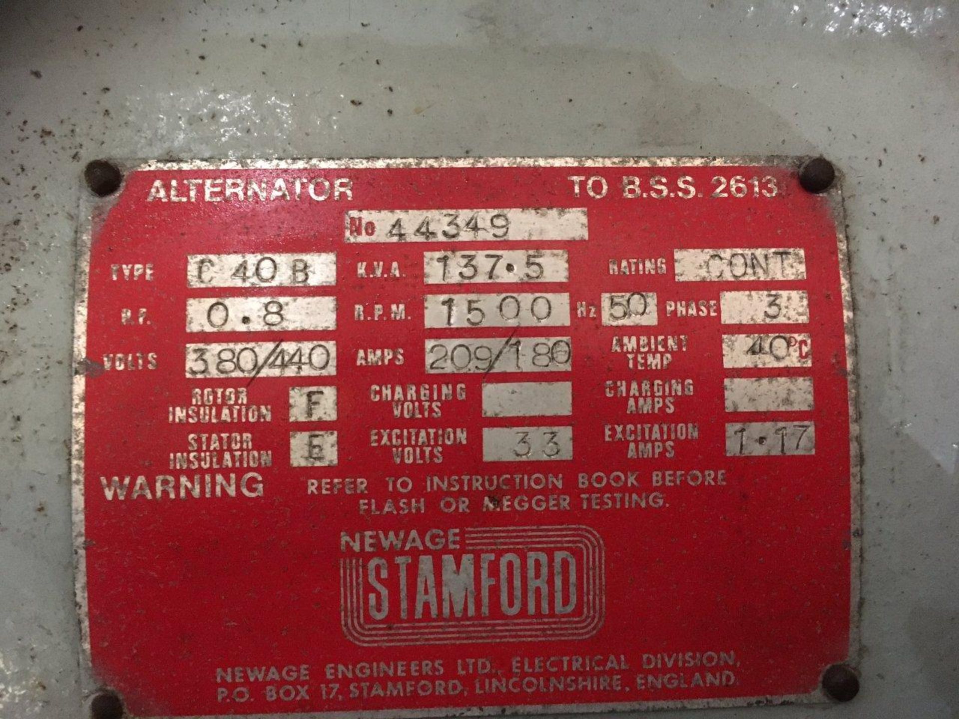 * A Dorman Straight 6 Turbo, 6LTD II, Alternator Make: Stamford, 137.5KVA, 50Hz, 3PH, 1500RPM, - Image 3 of 3