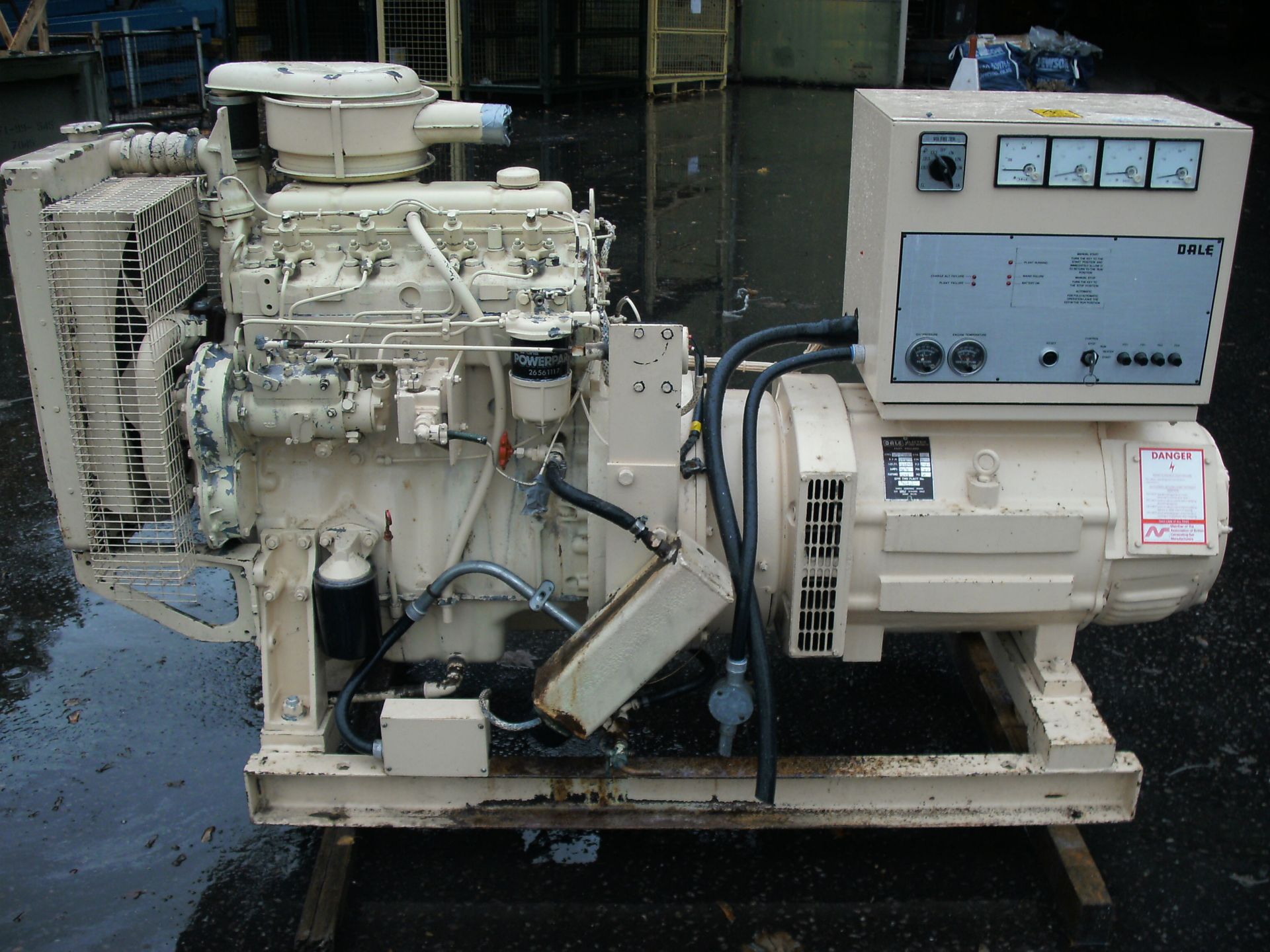 * A Perkins 4CYL, 4236, Alternator Make: Dale, 38KVA, 50Hz, 3PH, 1500RPM, 62.8AMP, 240V, Low hours