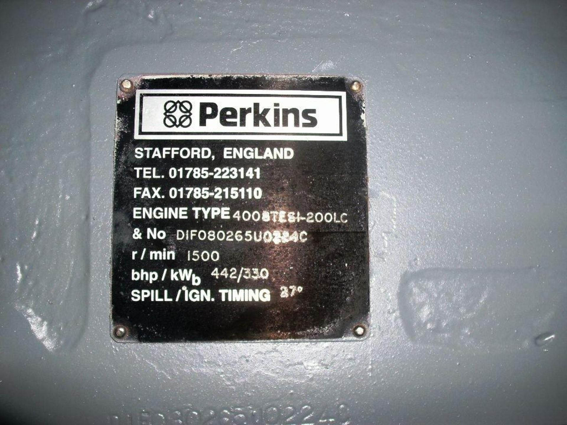 * A Perkins Straight 8 Turbo, 4008TESI, Alternator Make: Aries, 350KVA, 50Hz, 3PH, 1500RPM, - Image 6 of 6