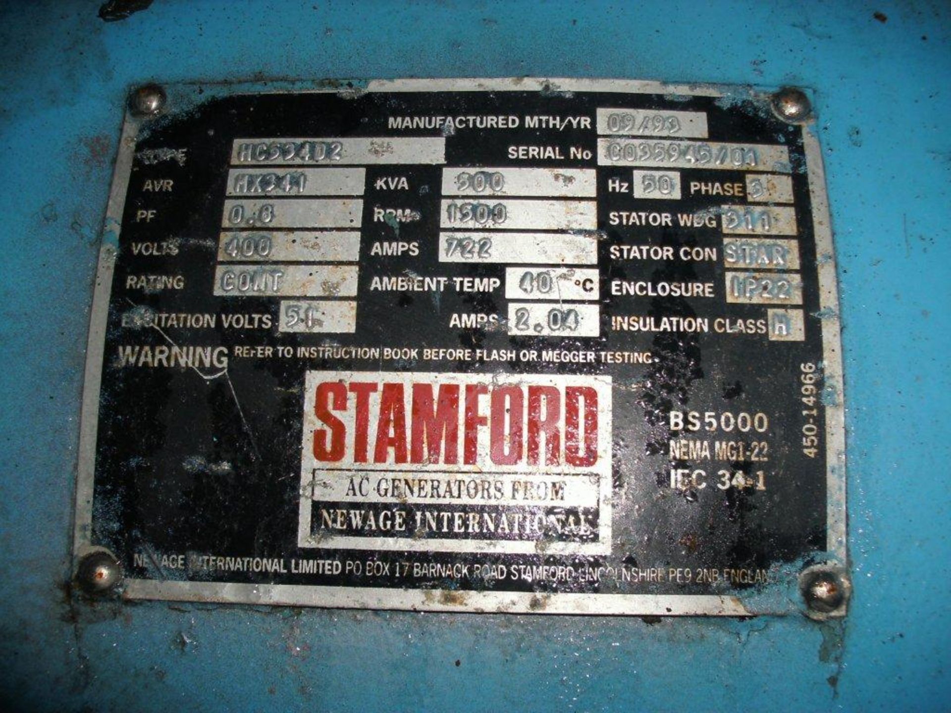 * A Perkins Straight 6 Turbo, 4006TESI, Alternator Make: Stamford, 500KVA, 50Hz, 3PH, 1500RPM, Low - Image 4 of 4