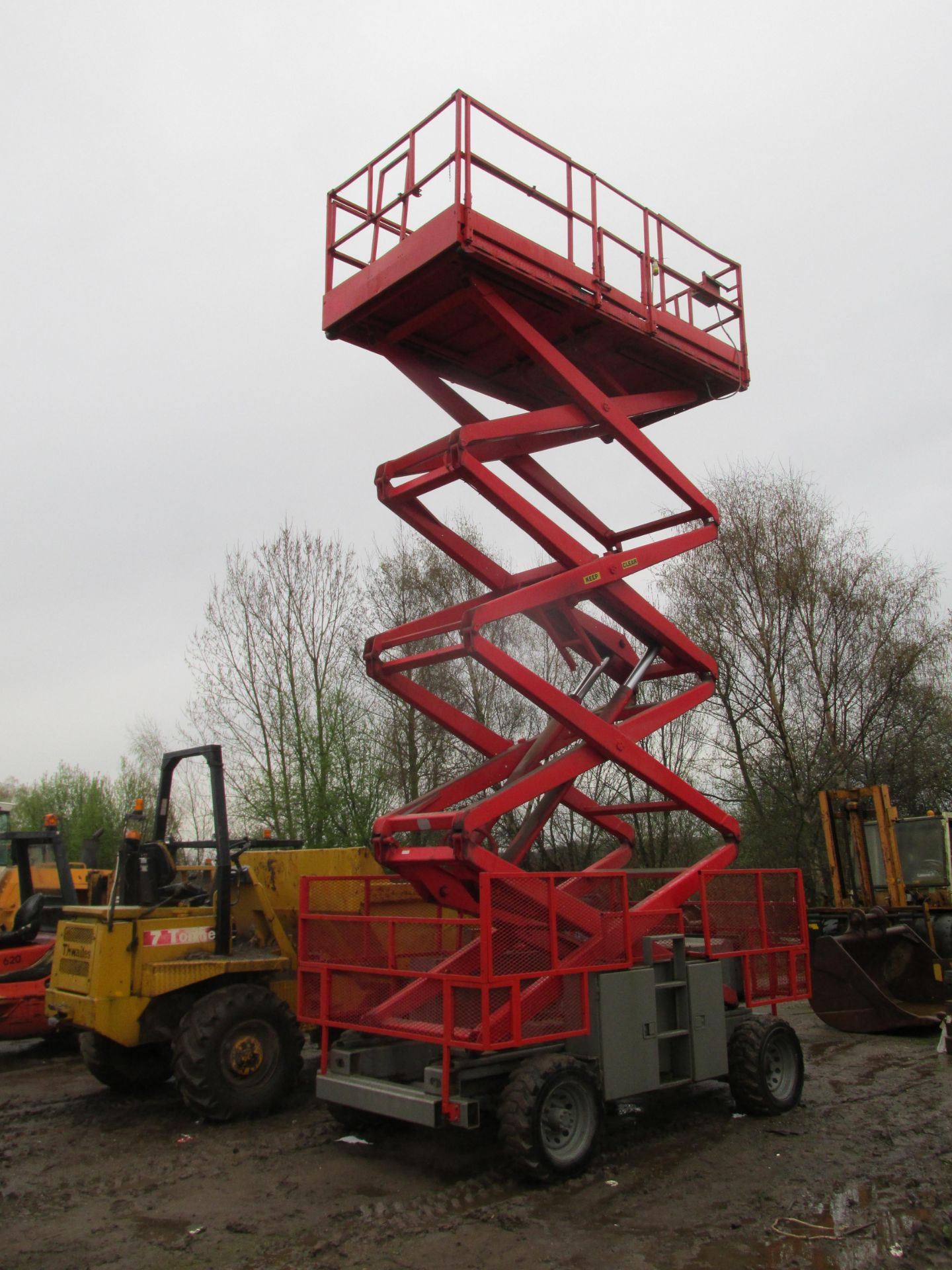 * Skyjack 8841 4x2 scissor lift, 1999, 2430 hours, Kubota engine, solid tyres, tested, runner. - Image 4 of 4