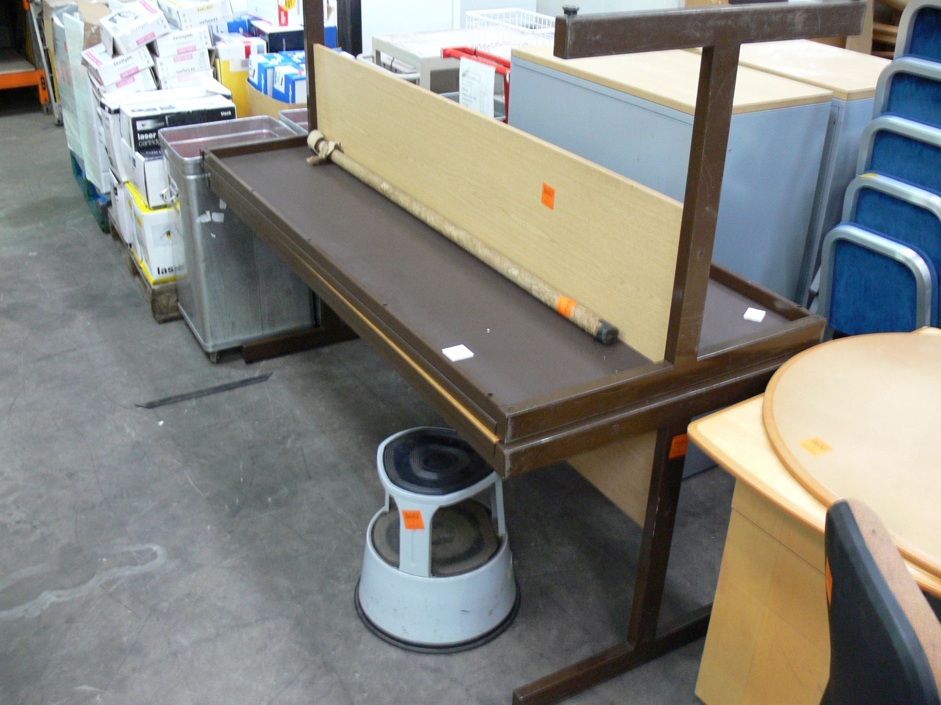 * 2 x Rectangular Office Desks and Step. Please note there is a £5 + VAT Lift Out Fee on this lot