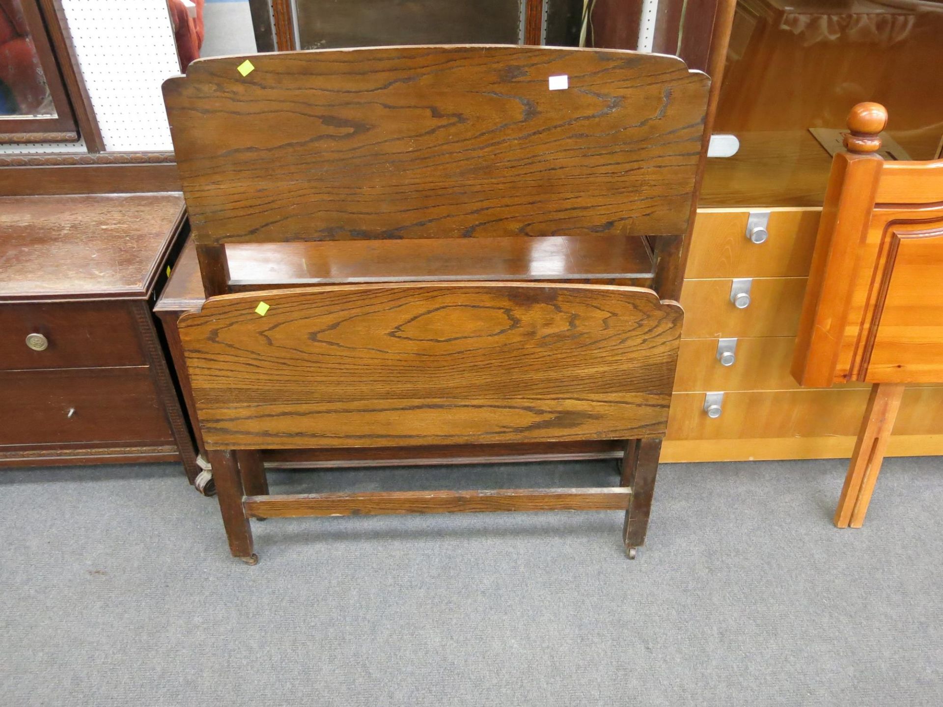 A single head and foot board together with a tilting mirror back chest of two drawers and a three - Image 4 of 4