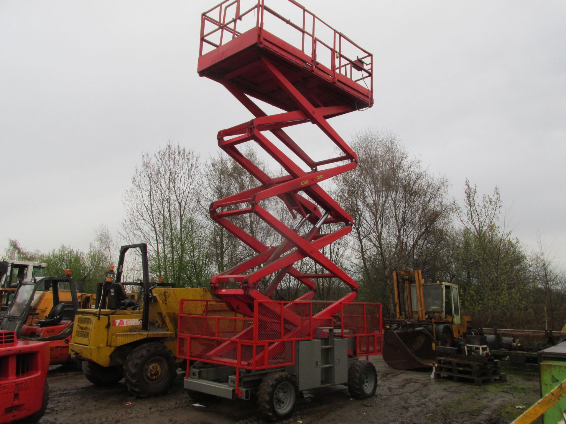 * Skyjack 8841 4x2 scissor lift, 1999, 2430 hours, Kubota engine, solid tyres, tested, runner. - Image 2 of 4