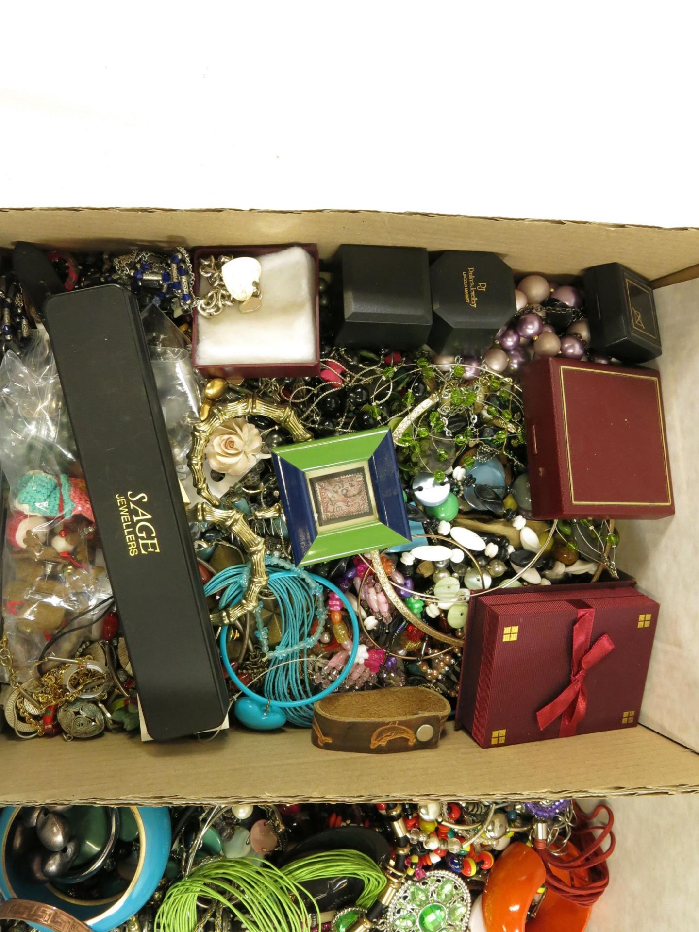 A large qty of costume jewellery, some boxed which includes a Christian Dior belt (est £60-£100) - Image 2 of 3