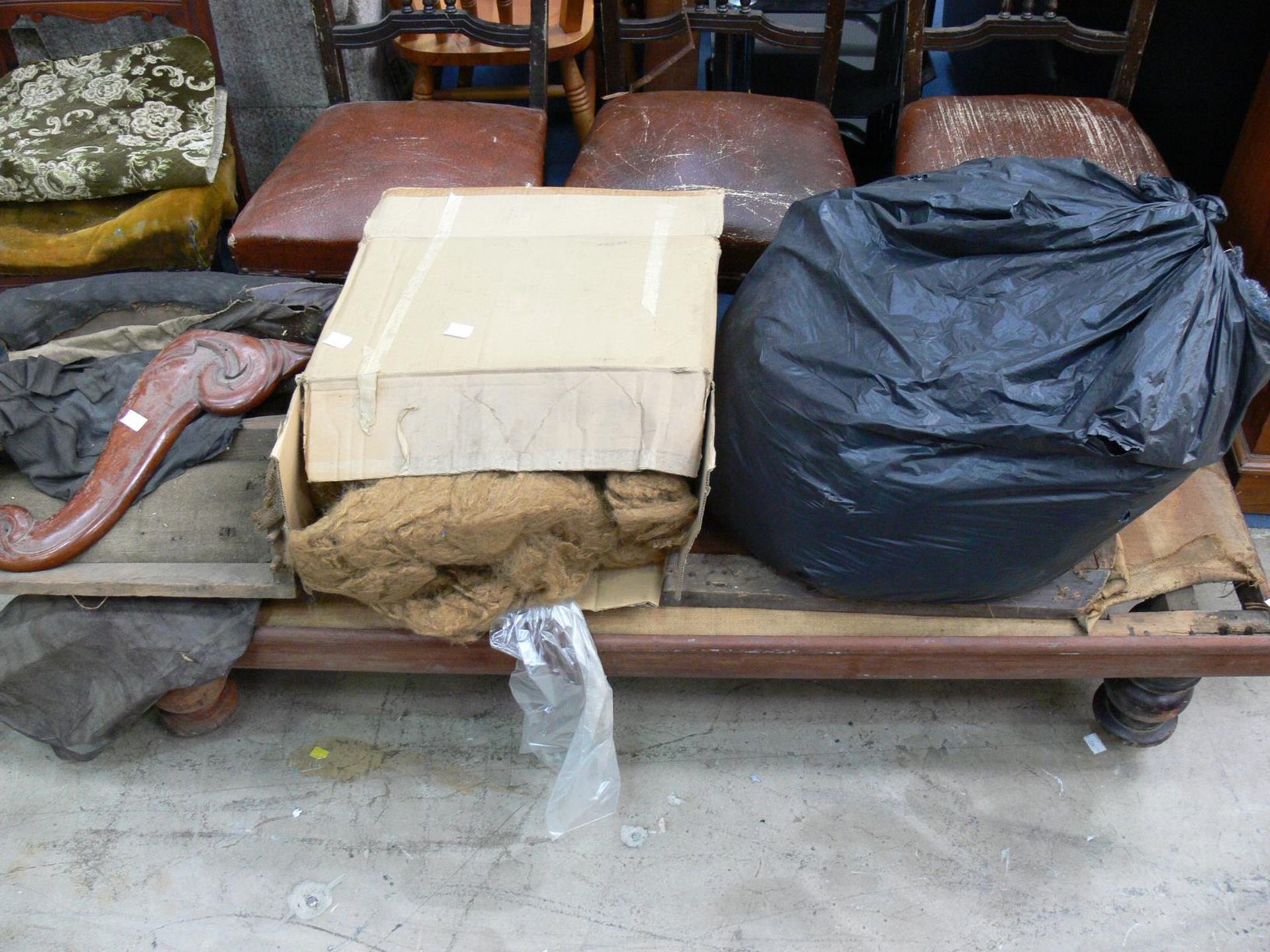 Five restoration pieces to include four upholstered panel back chairs and a Chaise longue ( - Image 4 of 4