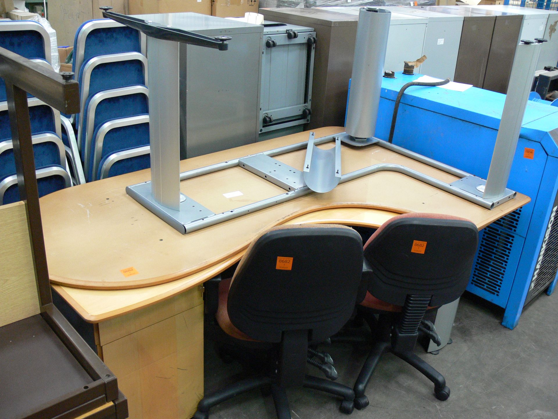 * 2 x Corner Office Desks and 2 x Operators Chairs. Please note there is a £5 + VAT Lift Out Fee