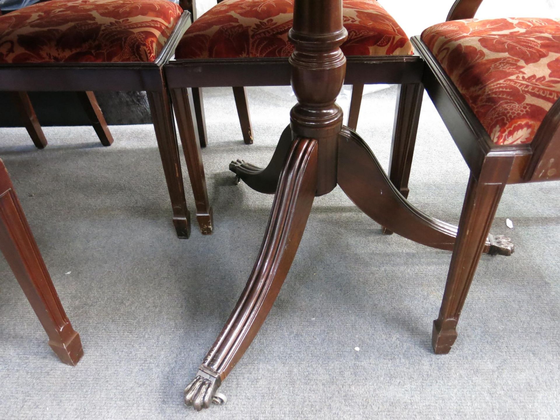 A large dining table (with two extra leaves) (160cm without extra leaves) With eight pedestal chairs - Image 4 of 7