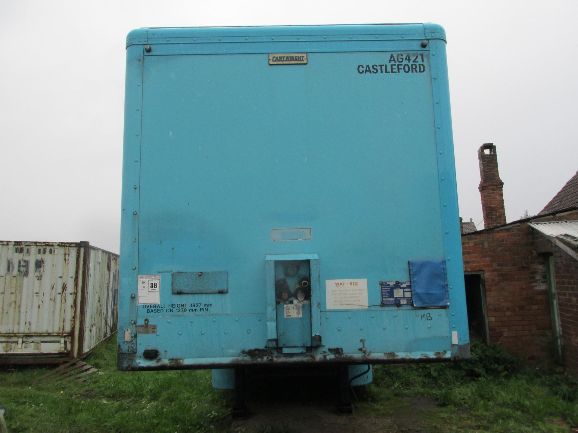 * Cartwright Tandem Axle Box Trailer, year 2001, 13.6m long, 2.64m high from rubbing plate, roller - Image 2 of 5