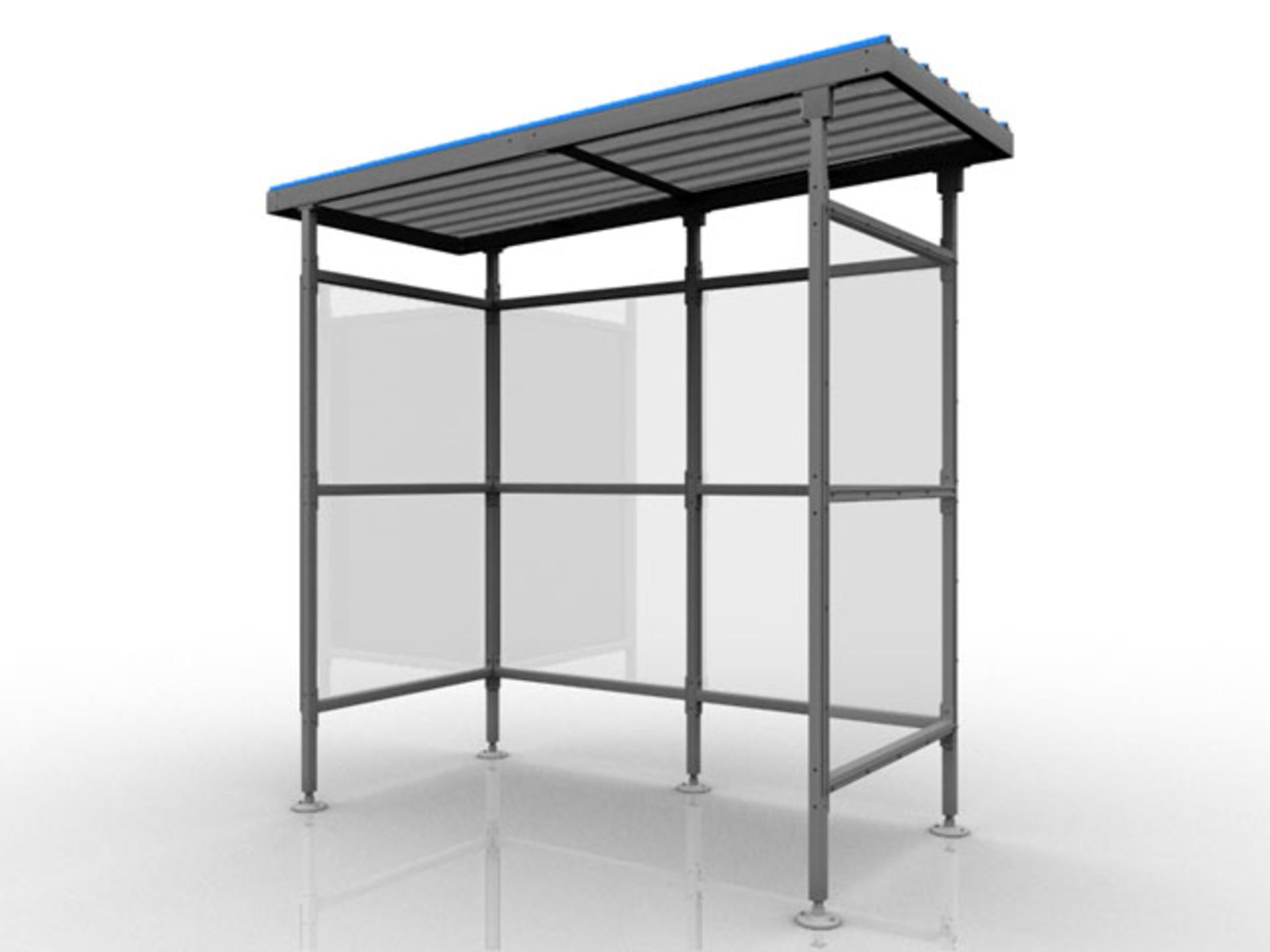 * 1 x 4/5 Person smoking shelter (1m x 2m), palletised and shrink wrapped (pallet weight approx 0.