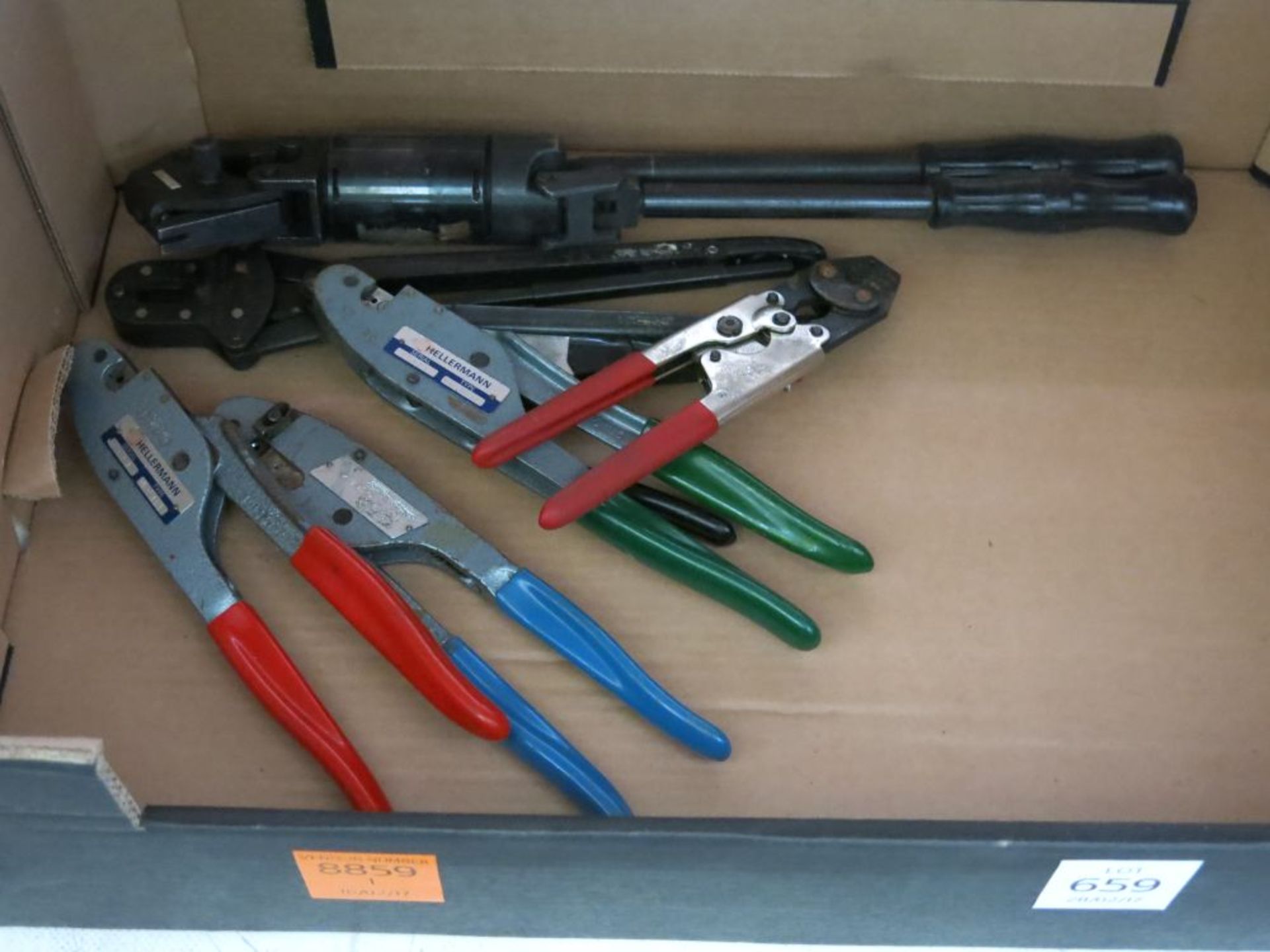 A box of electrical crimp tools