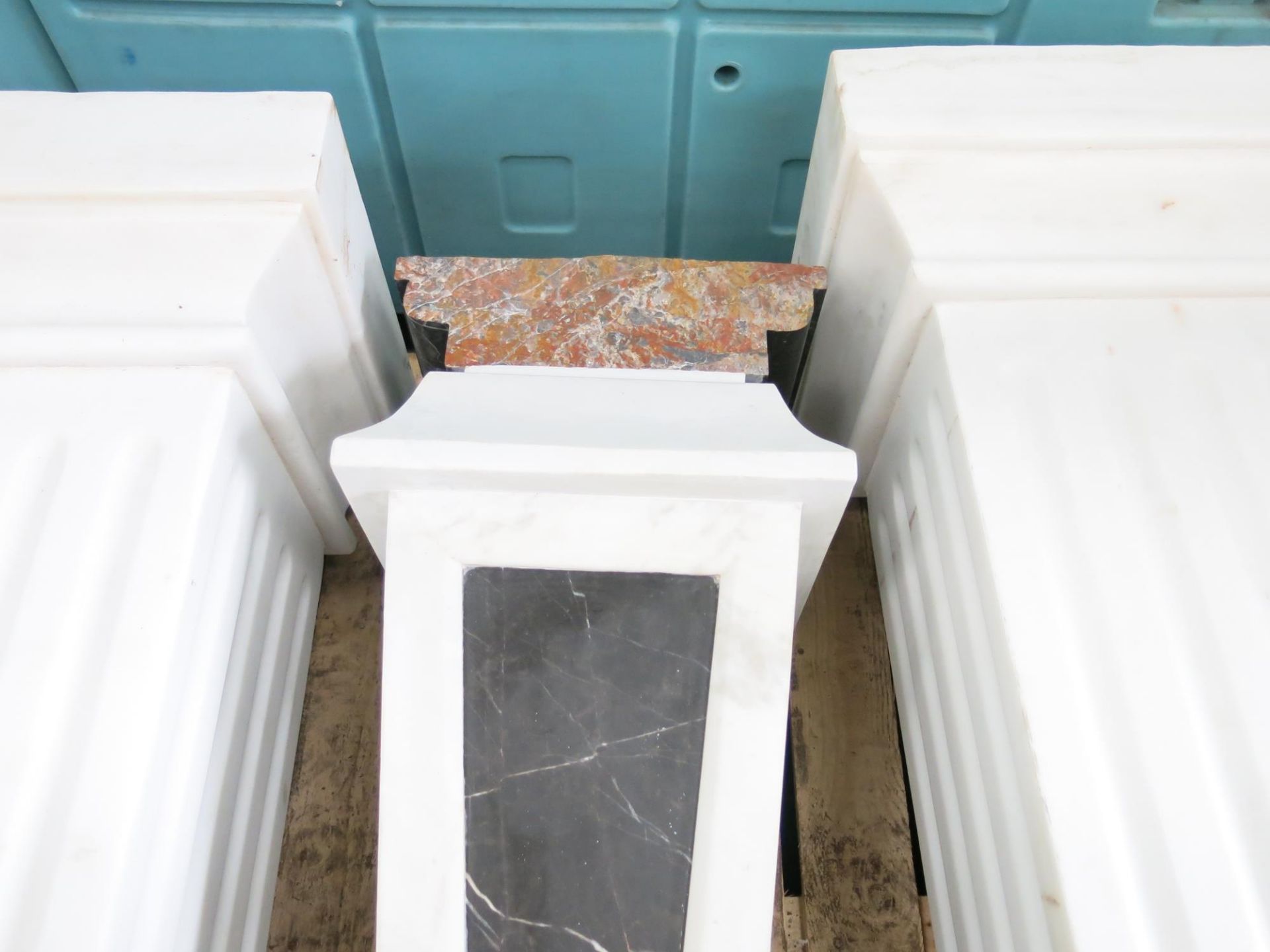 2 x Matching marble pillars in white and one other ''damaged see photos''. Please note this lot - Image 2 of 3