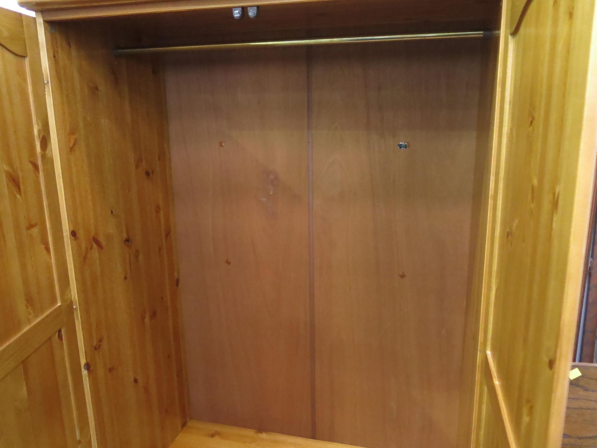 A pine double door wardrobe with two full size drawers below. (Height- 181cm, Width- 104cm, - Image 2 of 4