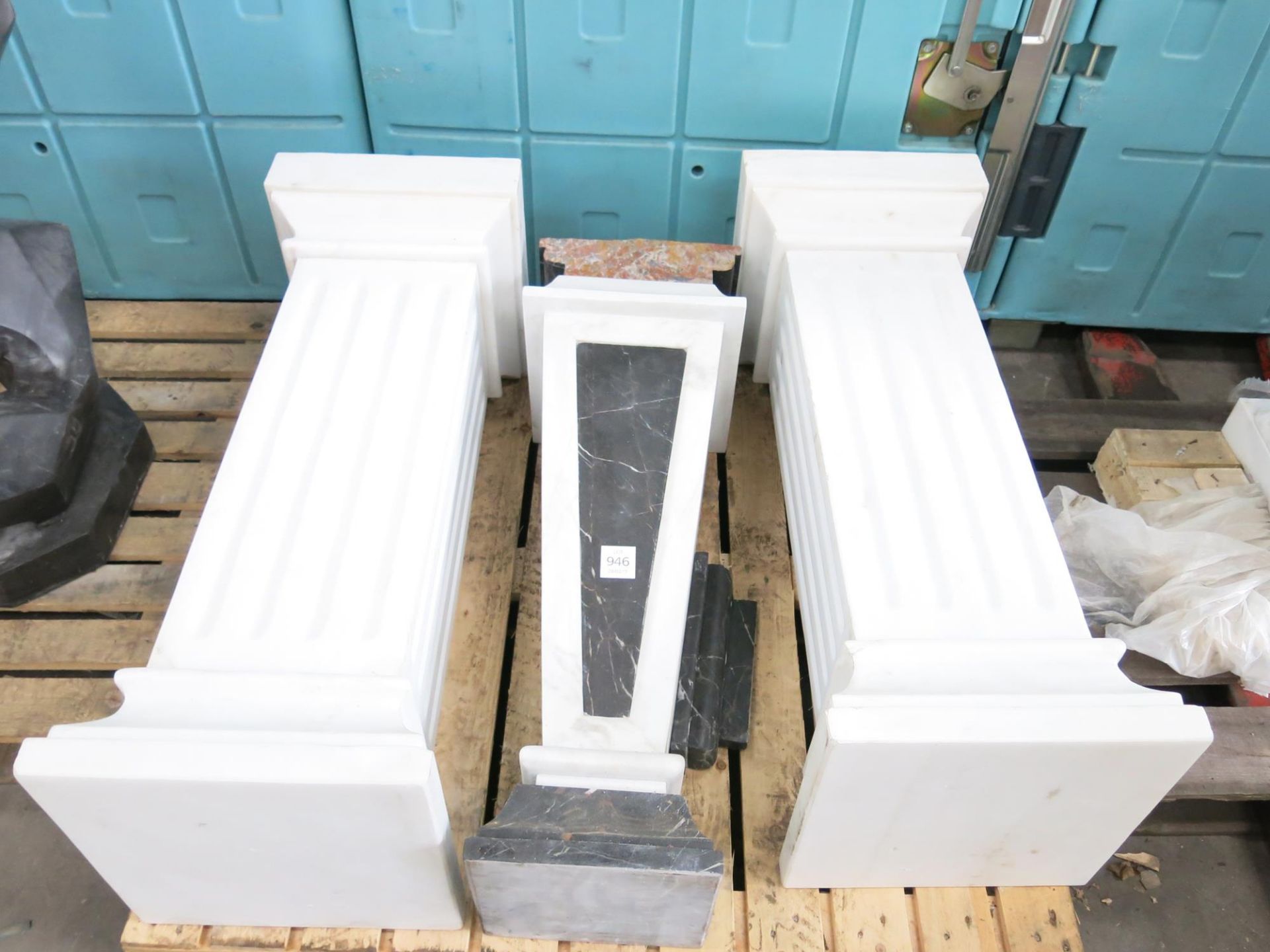 2 x Matching marble pillars in white and one other ''damaged see photos''. Please note this lot
