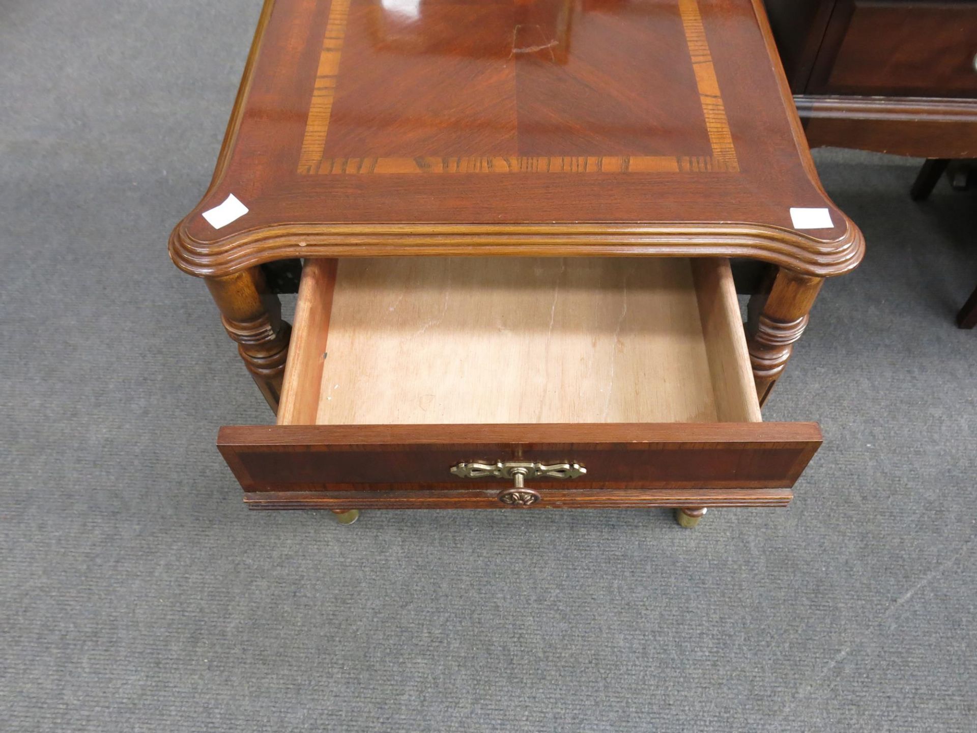 A Stag bedside cabinet with single drawer (Height 59cm, Width- 45cm, Diameter- 32cm) A chest of four - Image 3 of 8