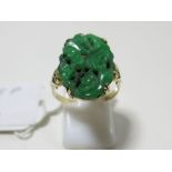 This is a Timed Online Auction on Bidspotter.co.uk, Click here to bid.  Vintage Carved Jade Ring