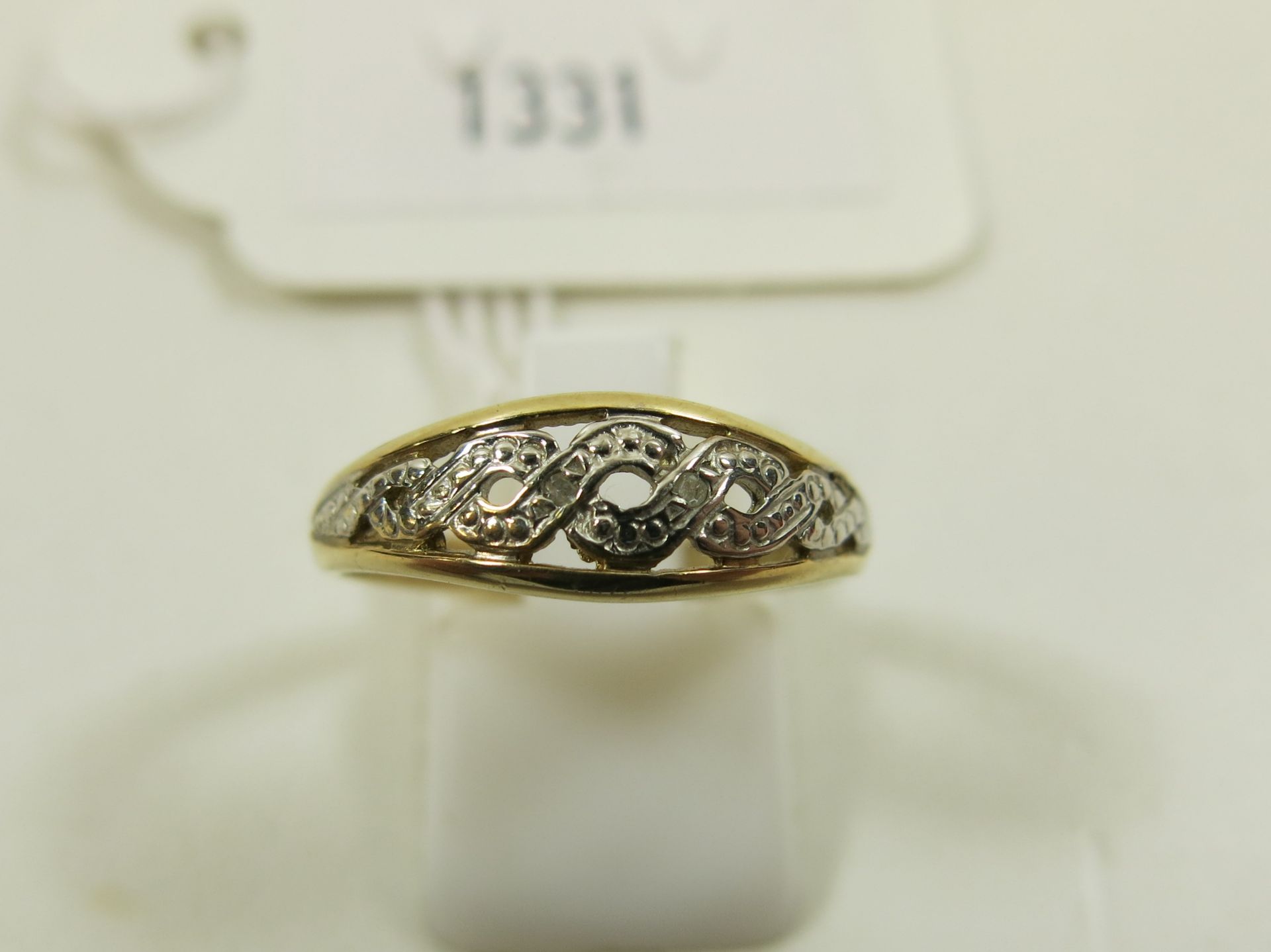 9ct Gold diamond and Marcasite Ring hallmarked Sheffield, marked 'DIA', size P, weight 2.9g (est £ - Image 2 of 3