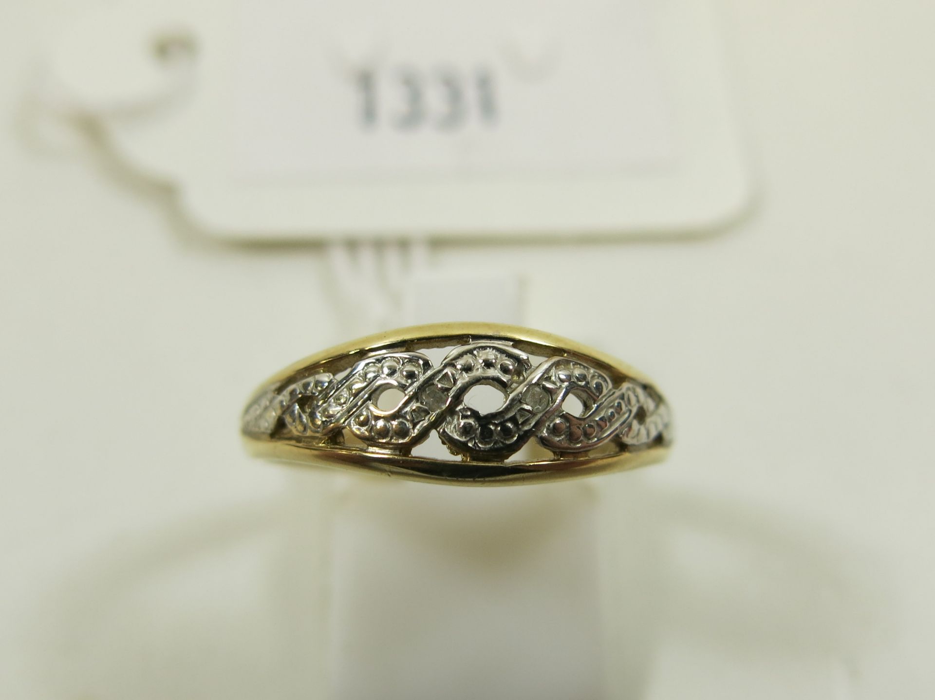 9ct Gold diamond and Marcasite Ring hallmarked Sheffield, marked 'DIA', size P, weight 2.9g (est £