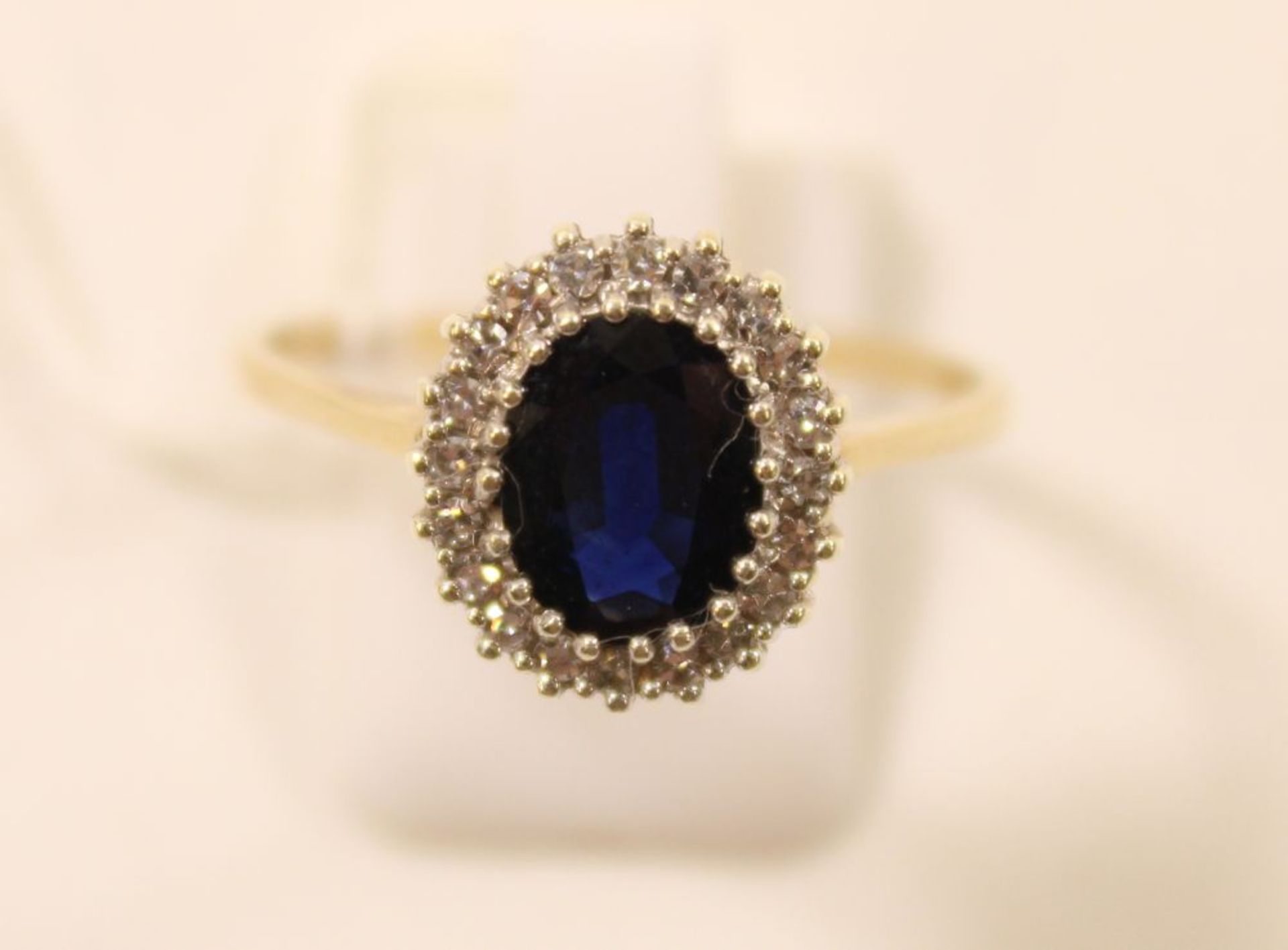 9ct Yellow Gold Sapphire & Diamond 'Cluster Ring, 0.20 carats, Valuation Certificate £650, size W