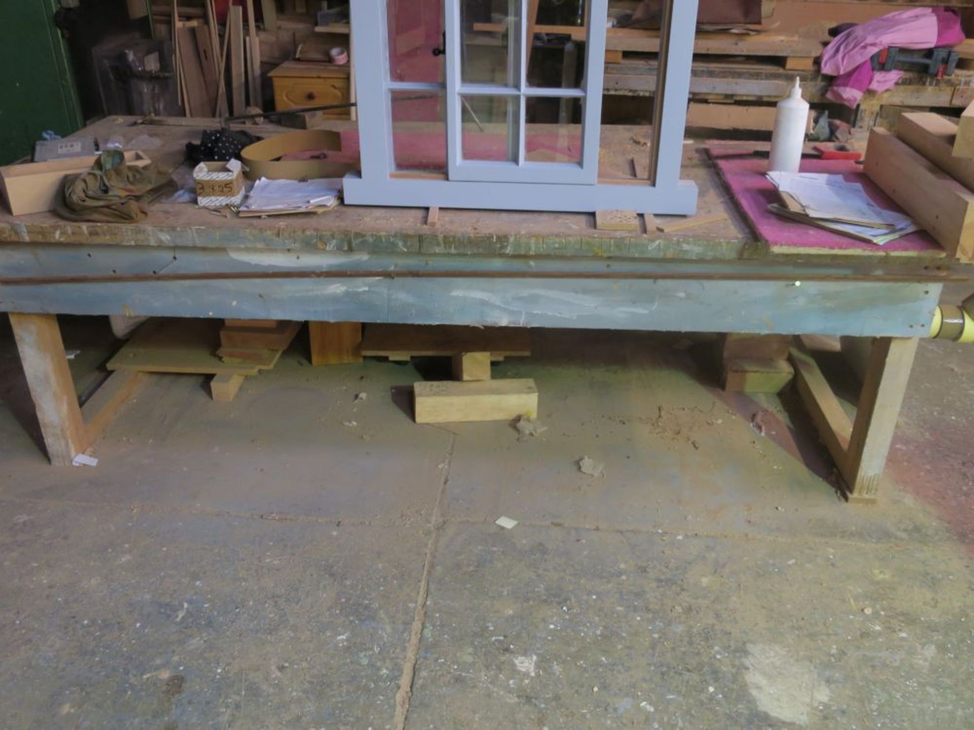 * 3 x Wooden Work Benches to include 1 Record Vice. Contents not included. Loaded Free onto Buyers - Image 3 of 4