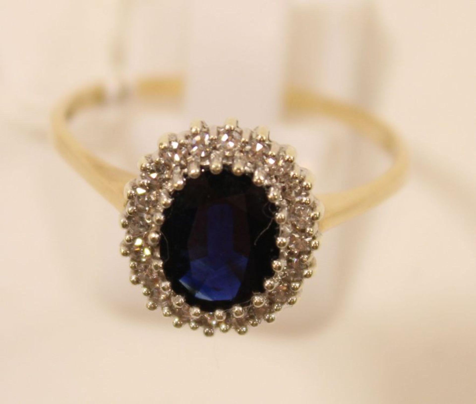 9ct Yellow Gold Sapphire & Diamond 'Cluster Ring, 0.20 carats, Valuation Certificate £650, size W - Image 2 of 5