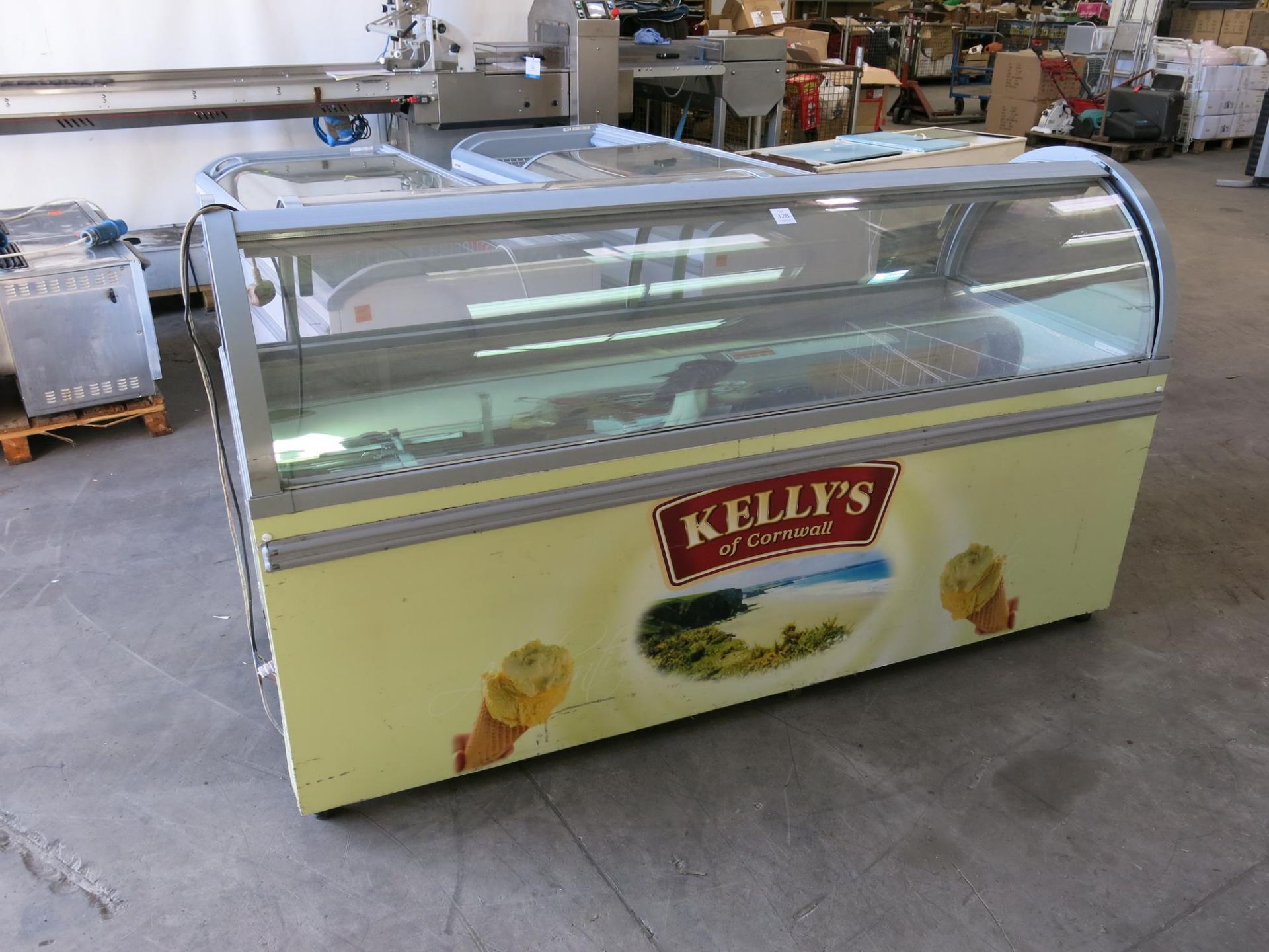 *A Boston 210 display chest freezer (spares or repair). Please note this lot has a £10 +VAT lift out