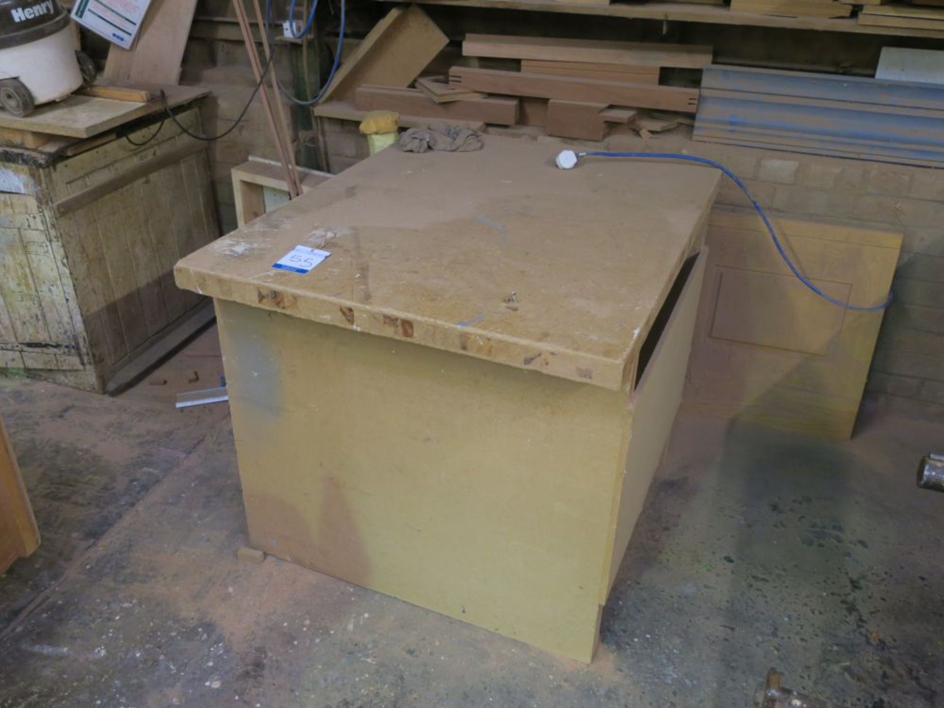 * 3 x Wooden Work Benches to include 1 Record Vice. Contents not included. Loaded Free onto Buyers