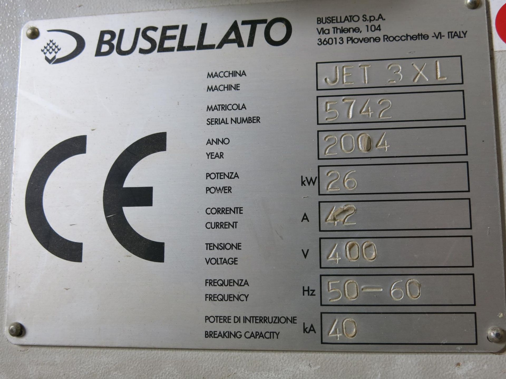 *Busellato Jet 3000 XL CNC Router, Year of Manufacture 2004, Serial No 5742, 26kW, 3PH, comes with - Image 13 of 16