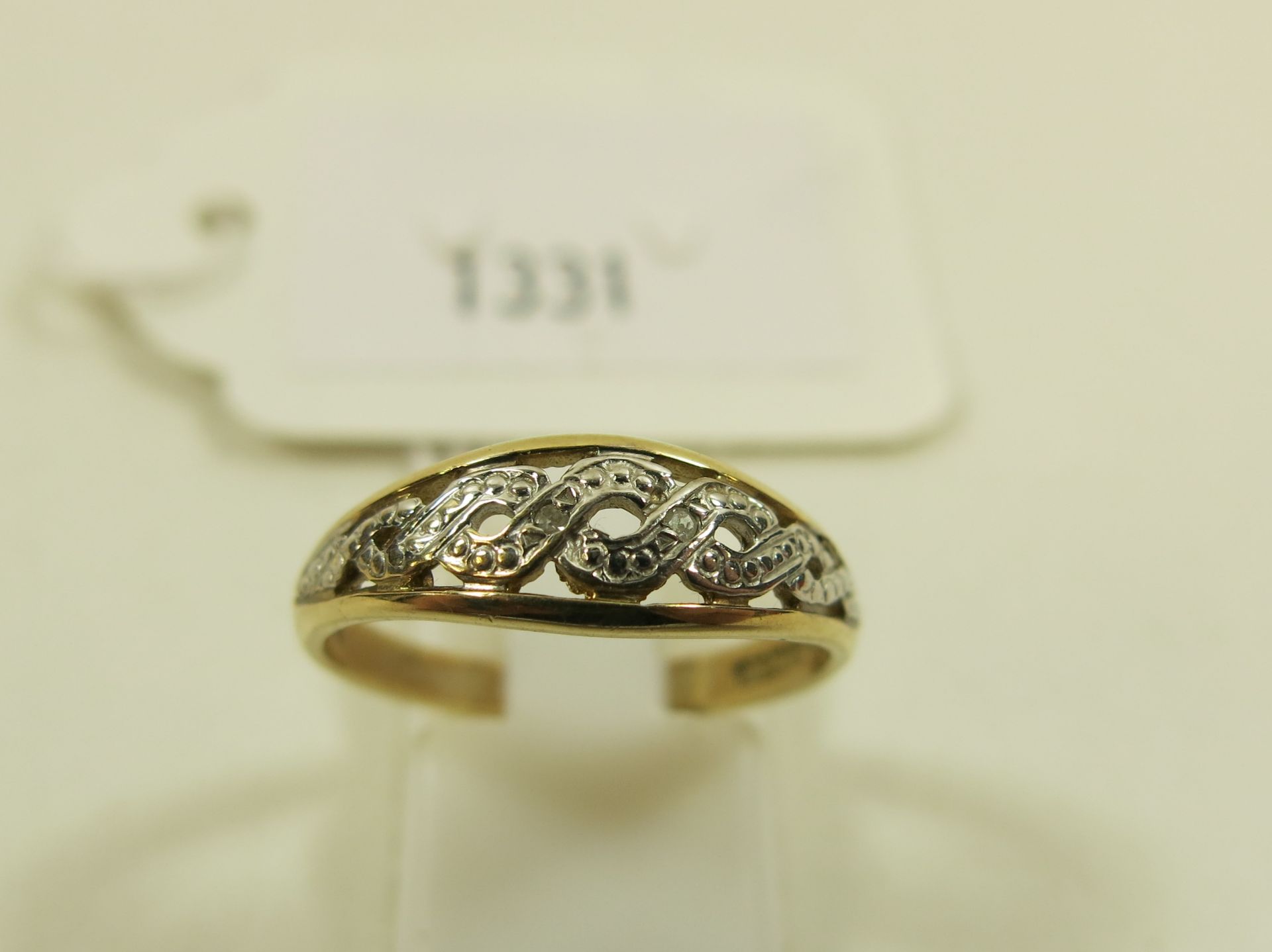 9ct Gold diamond and Marcasite Ring hallmarked Sheffield, marked 'DIA', size P, weight 2.9g (est £ - Image 3 of 3