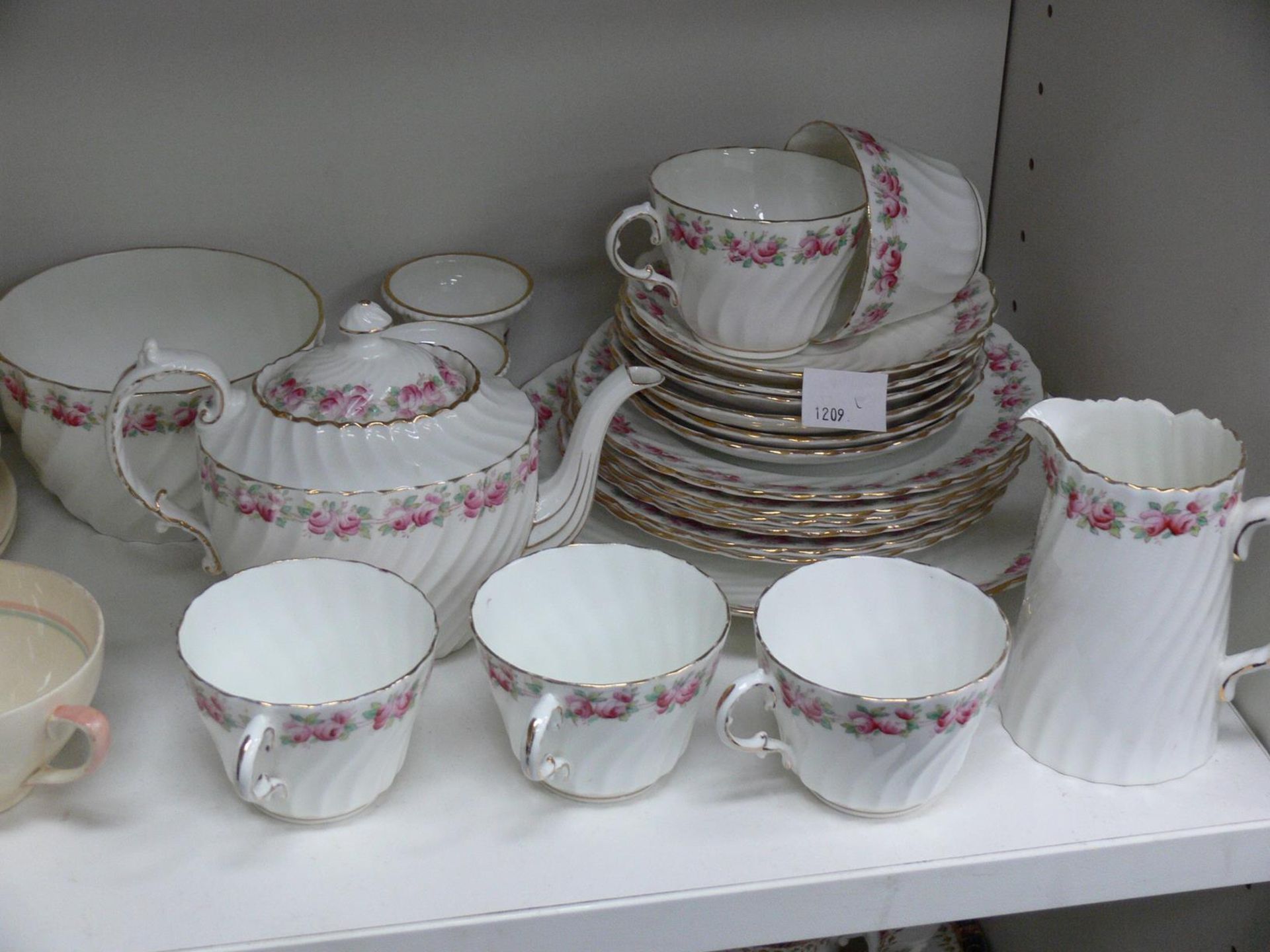 A shelf to contain a Susie Cooper tea service (17), an Aynsley tea service and a Doulton tea service - Image 2 of 3