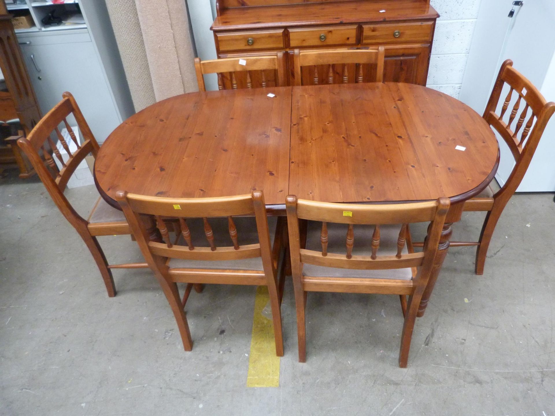 A Solid Pine Ducal Dining Table with six Chairs (Table W 90cm, L 190cm (open), L 154cm (closed) - Image 2 of 5