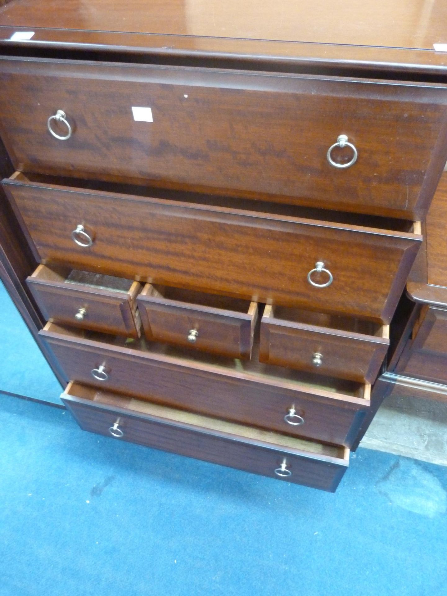 A Stag Tallboy with seven drawers (H 112cm, W 82cm, D 46.5cm) together with a Stag Sideboard (H 71cm - Image 4 of 4