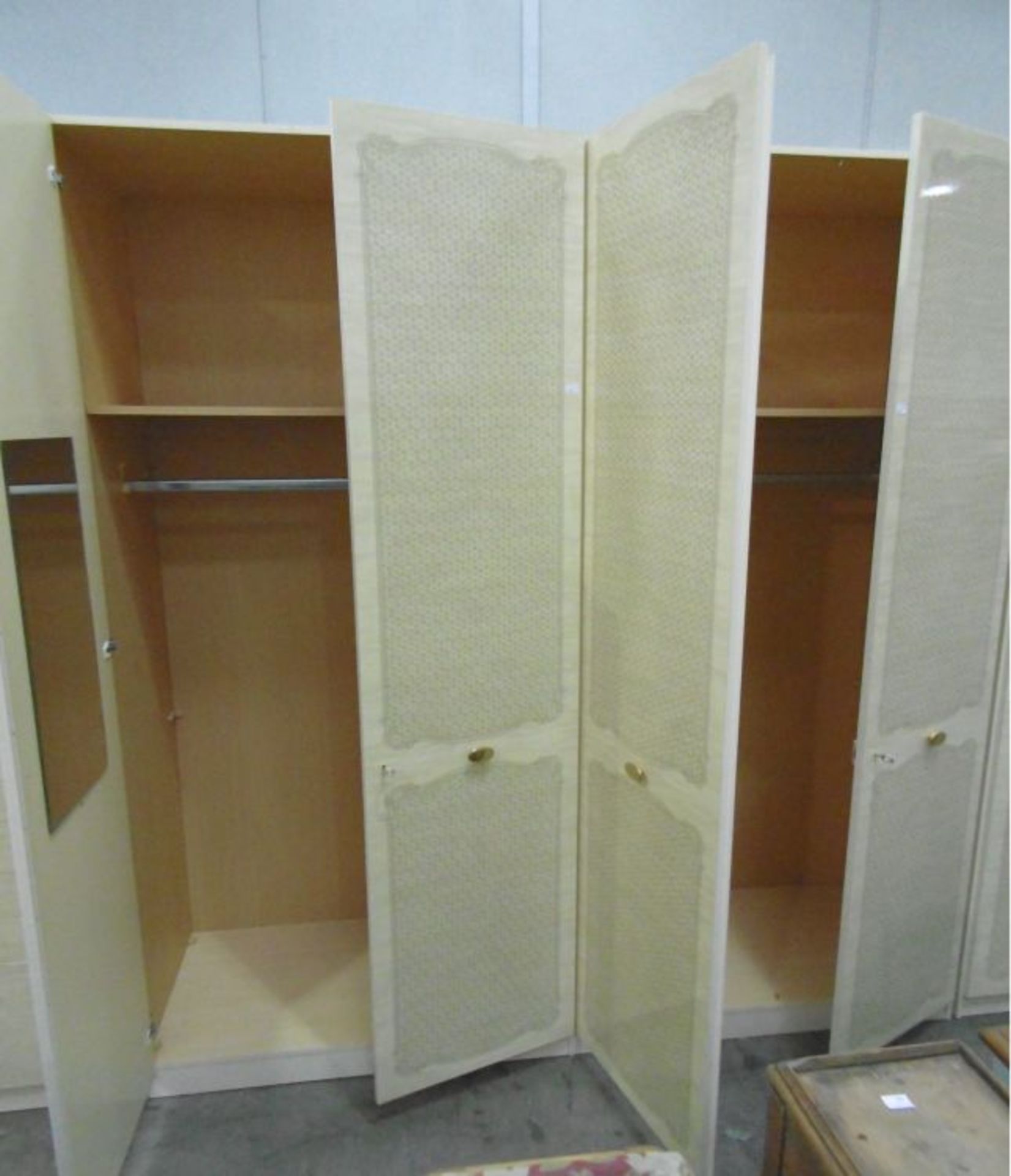 A substantial and tall figured cream melamine Wardrobe Unit comprising two double wardrobes - Image 2 of 2