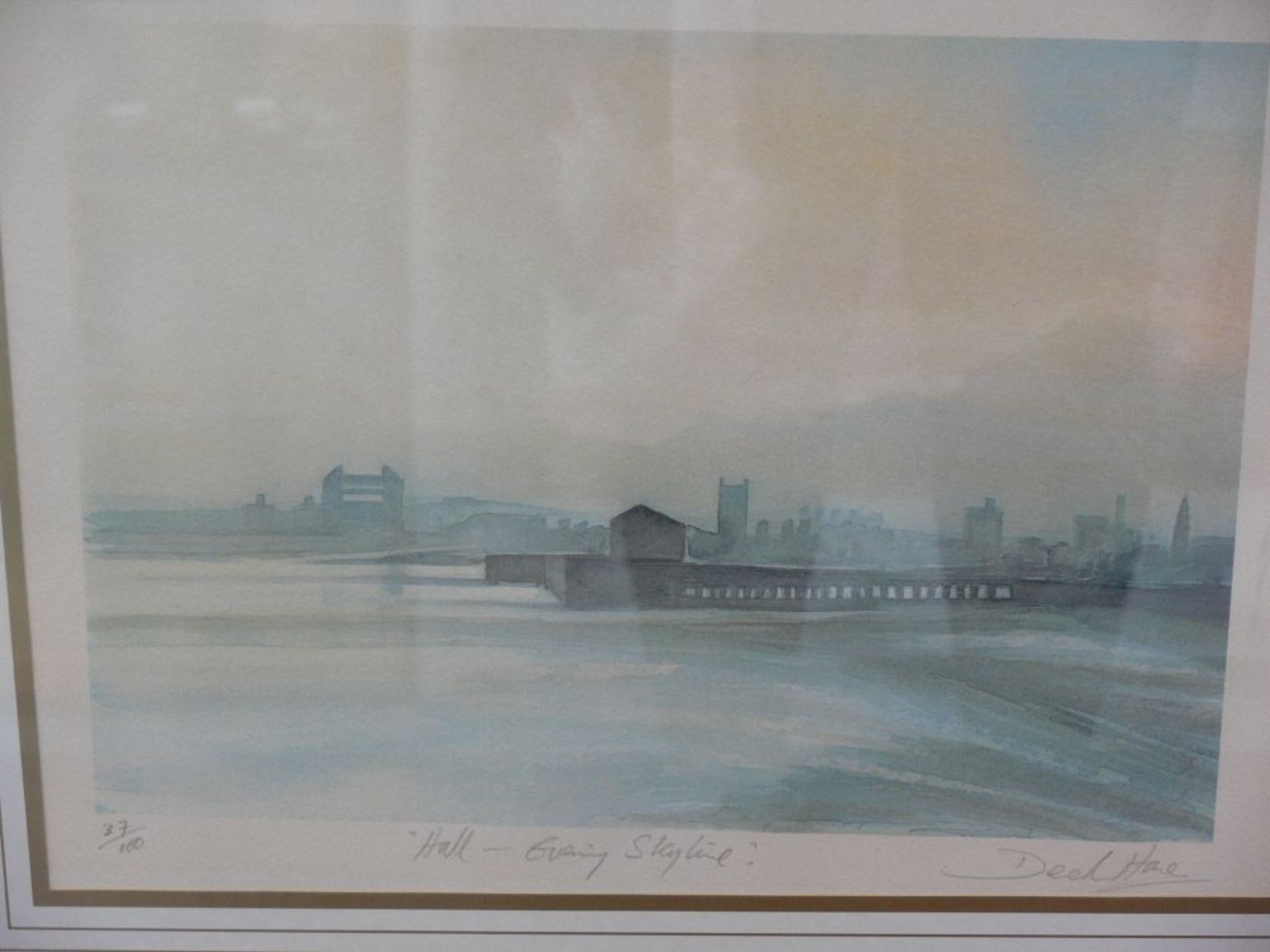 Water Colour of Hull Evening Skyline by Derek Hare, Limited Edition 37/100, 29.5cm x 39cm; - Image 5 of 9