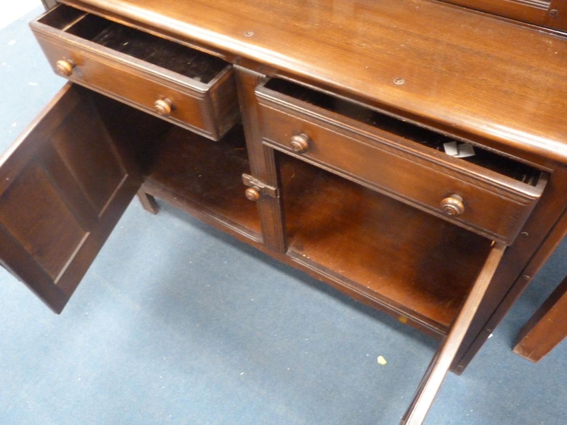 An Ercol Court Cabinet (with cutlery drawer and contents) (H 126cm, W 123cm, D 45cm) (est. £50-£80) - Image 4 of 5