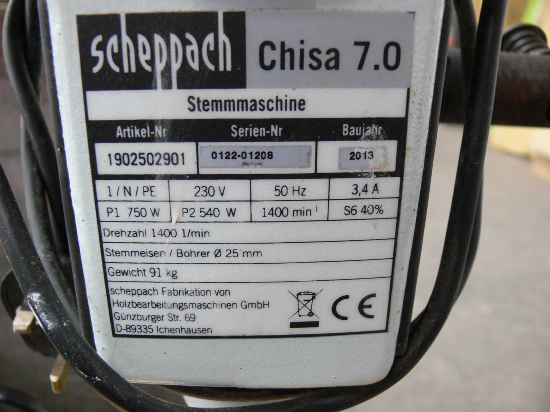 * Scheppach Chisa 7.0 Morticer, Art.No: 800 1773, 230/240V. Please not there is a £5 + VAT Lift - Image 4 of 5