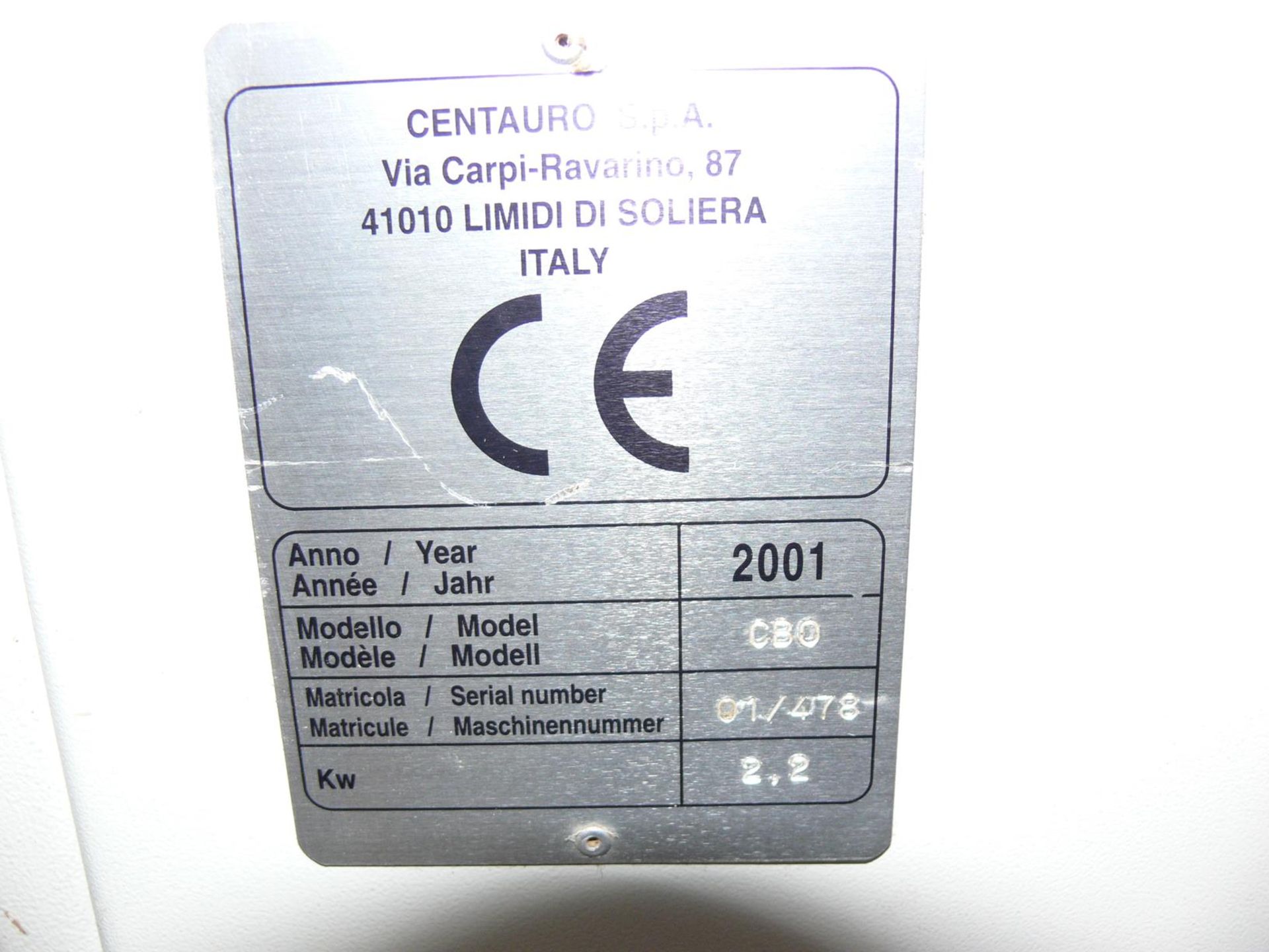 * Centauro CBO Chain Chisel Morticer, YOM:2001, S/N: 01/478, 3PH. Please note there is a £5 + VAT - Image 3 of 5