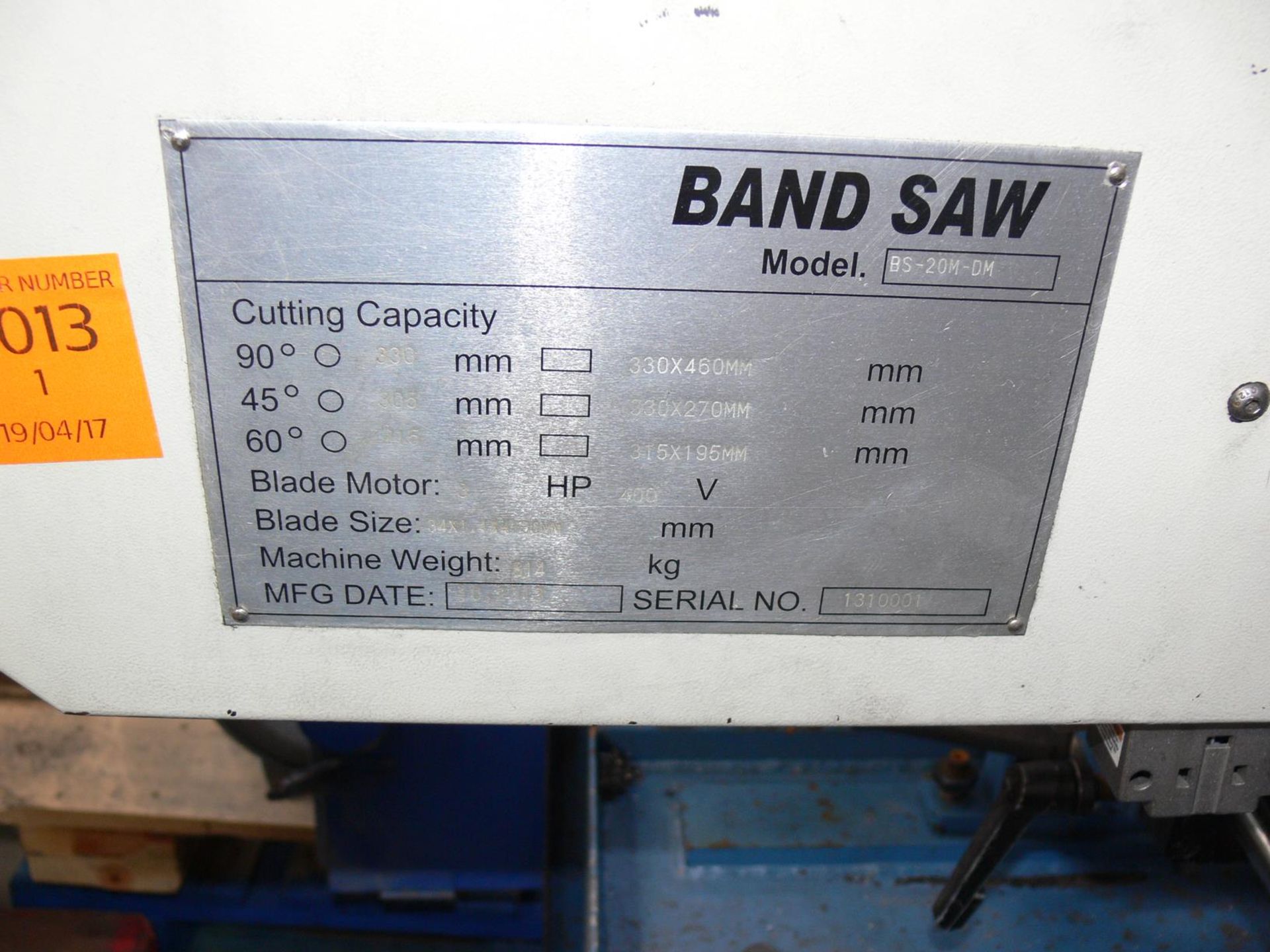 * Baileigh Industrial Bandsaw Model BS-20M-DM - Image 4 of 8