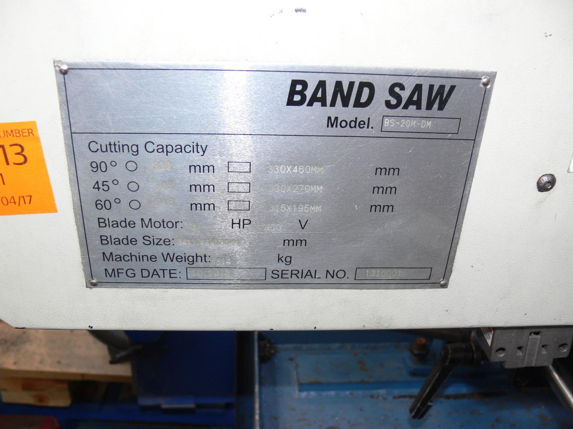 * Baileigh Industrial Bandsaw Model BS-20M-DM - Image 5 of 8