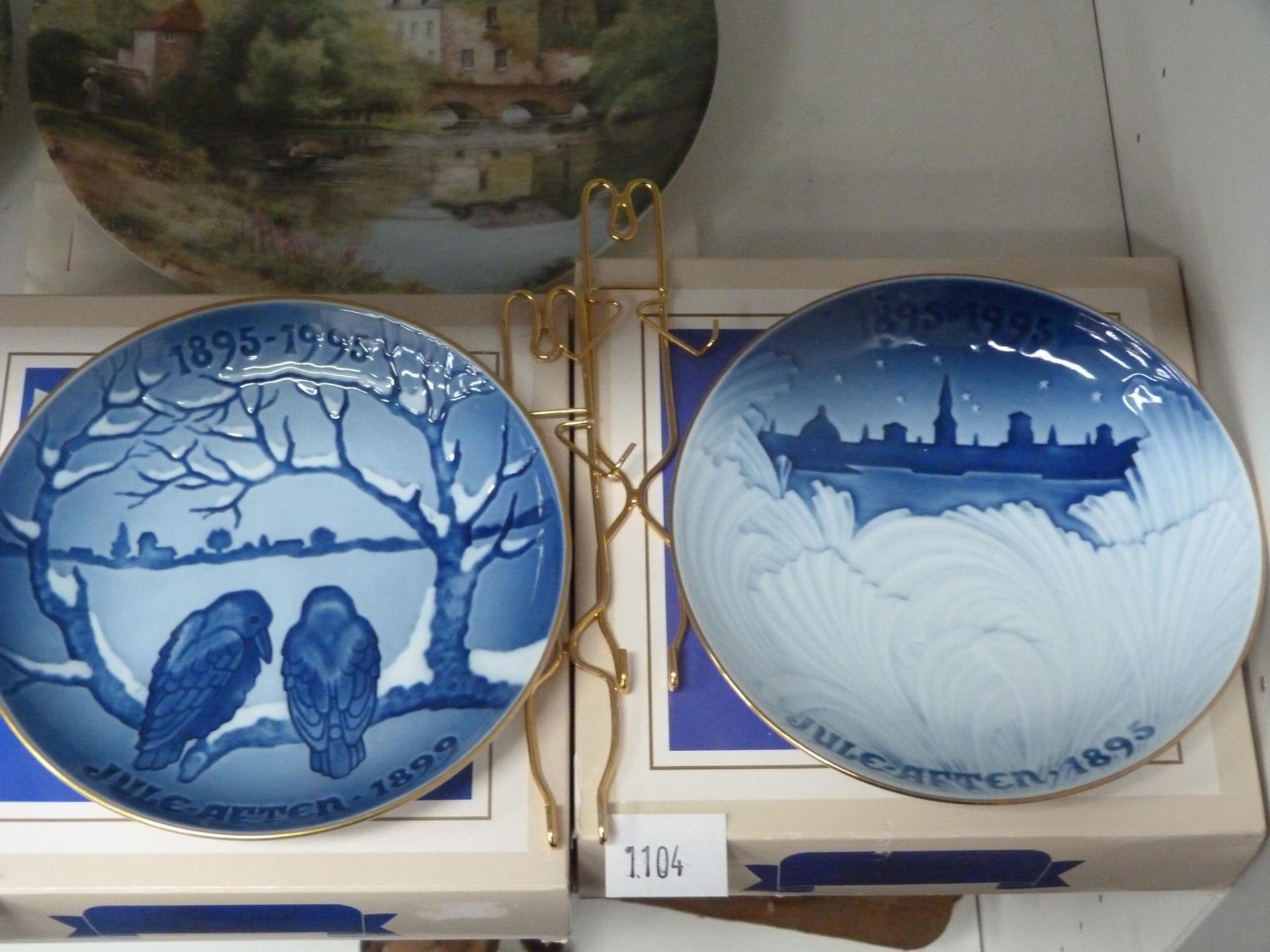 Two shelves to contain two Bing & Grondahl Collectors Plates (Boxed), two Limoges Limited Edition - Image 3 of 4