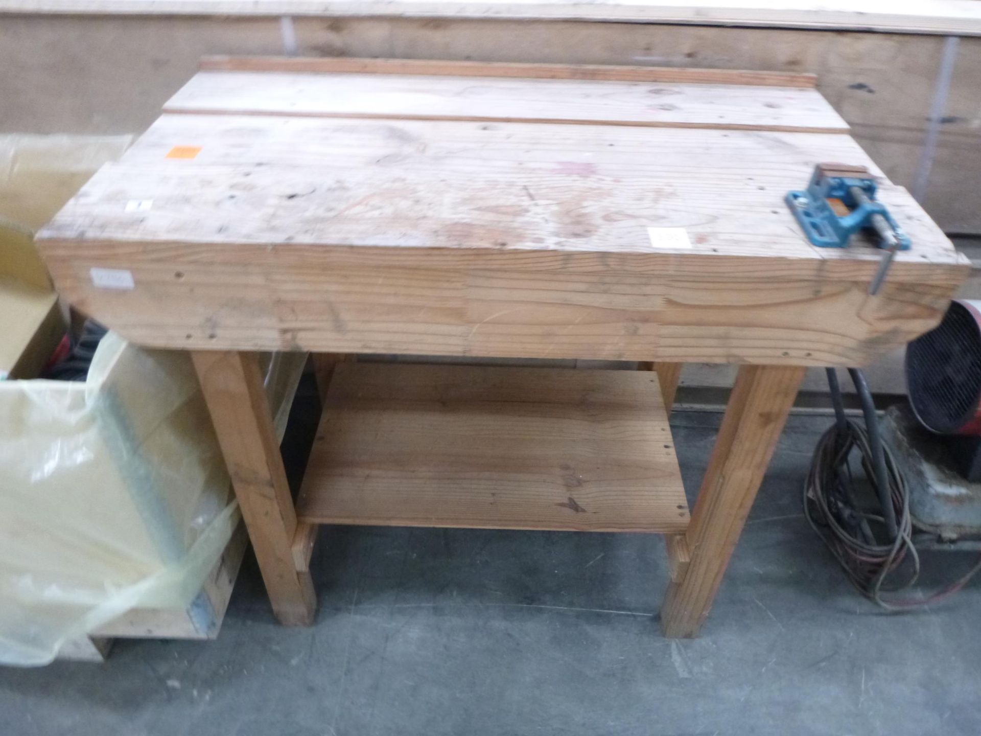 A small Wooden Carpenters Bench with Mounted Machine Vice. Please note there is a £5 Plus VAT Lift