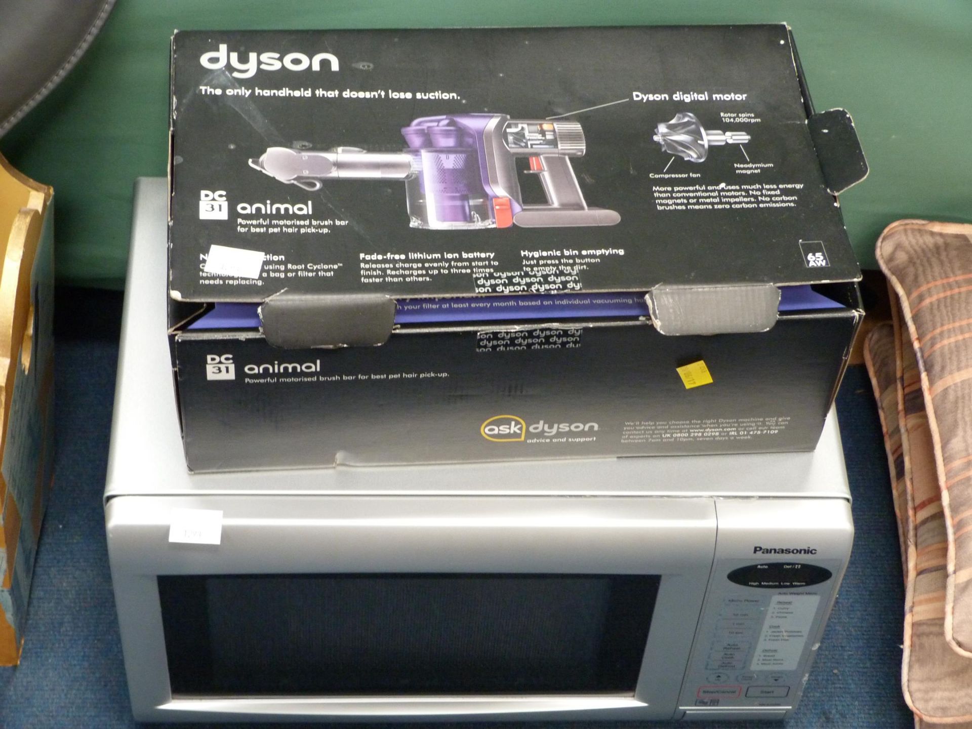 An assortment of items to include a Dyson DC31 Animal Vacuum Cleaner, a Panasonic Microwave, a - Image 2 of 6