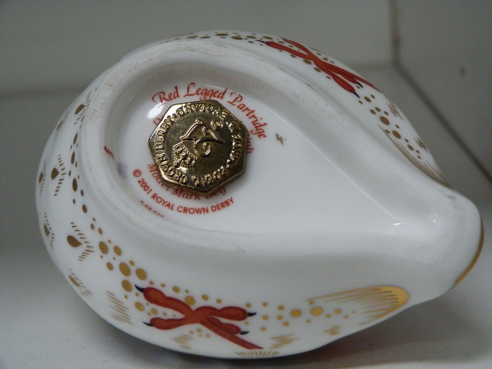 Royal Crown Derby Paperweight - Red Legged Partridge (8-9cm tall) with stopper (est. £20 - £40) - Image 2 of 2