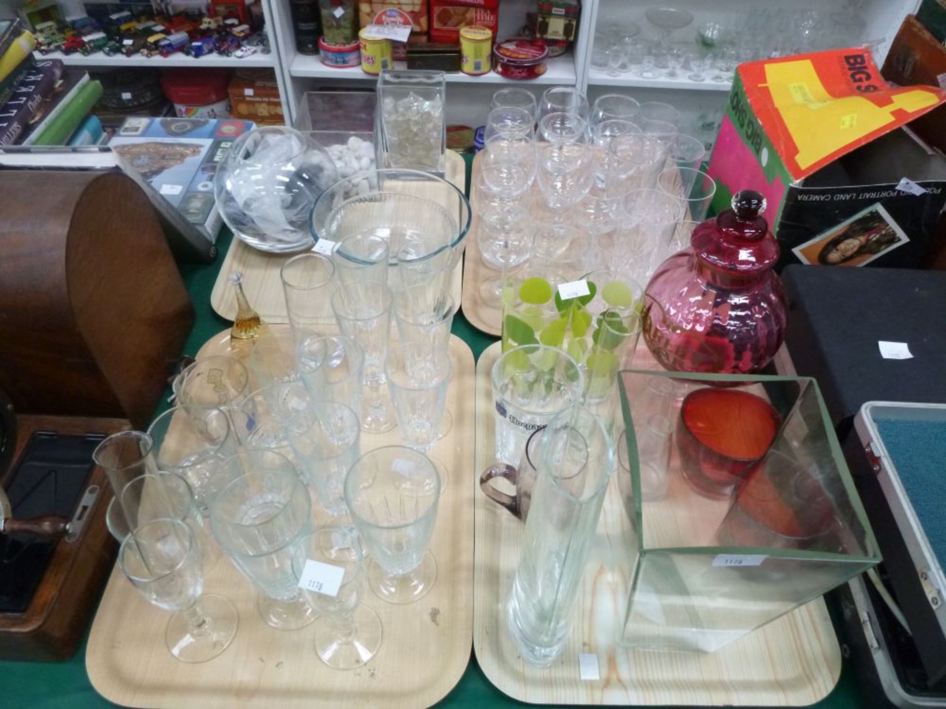 A selection of assorted Glassware to include Drinking Glasses, Vases, coloured Glassware etc (