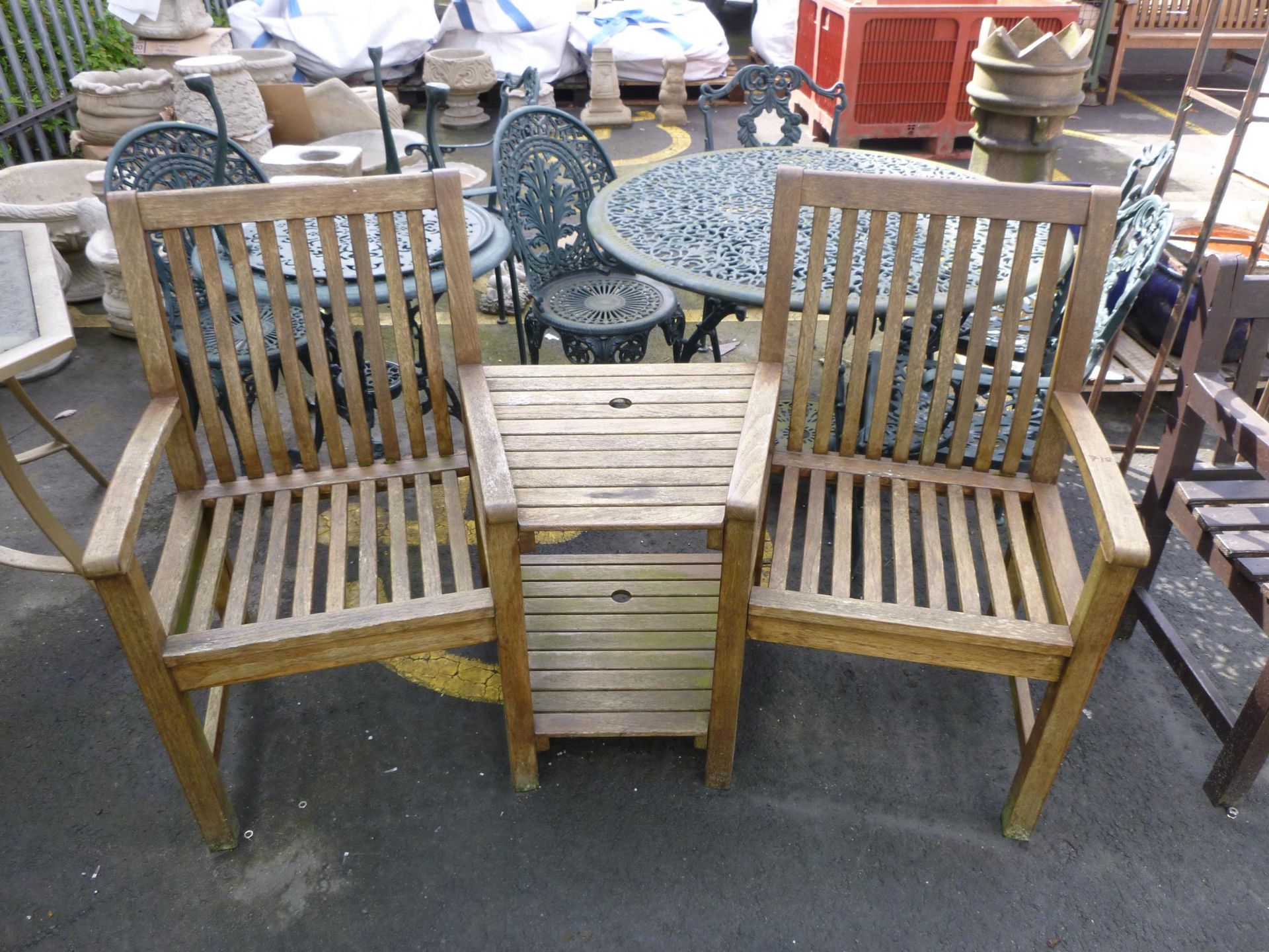 A Hartman Hardwood Twin Seat Chair with Middle Table. Please note there is a £5 Plus VAT Lift Out