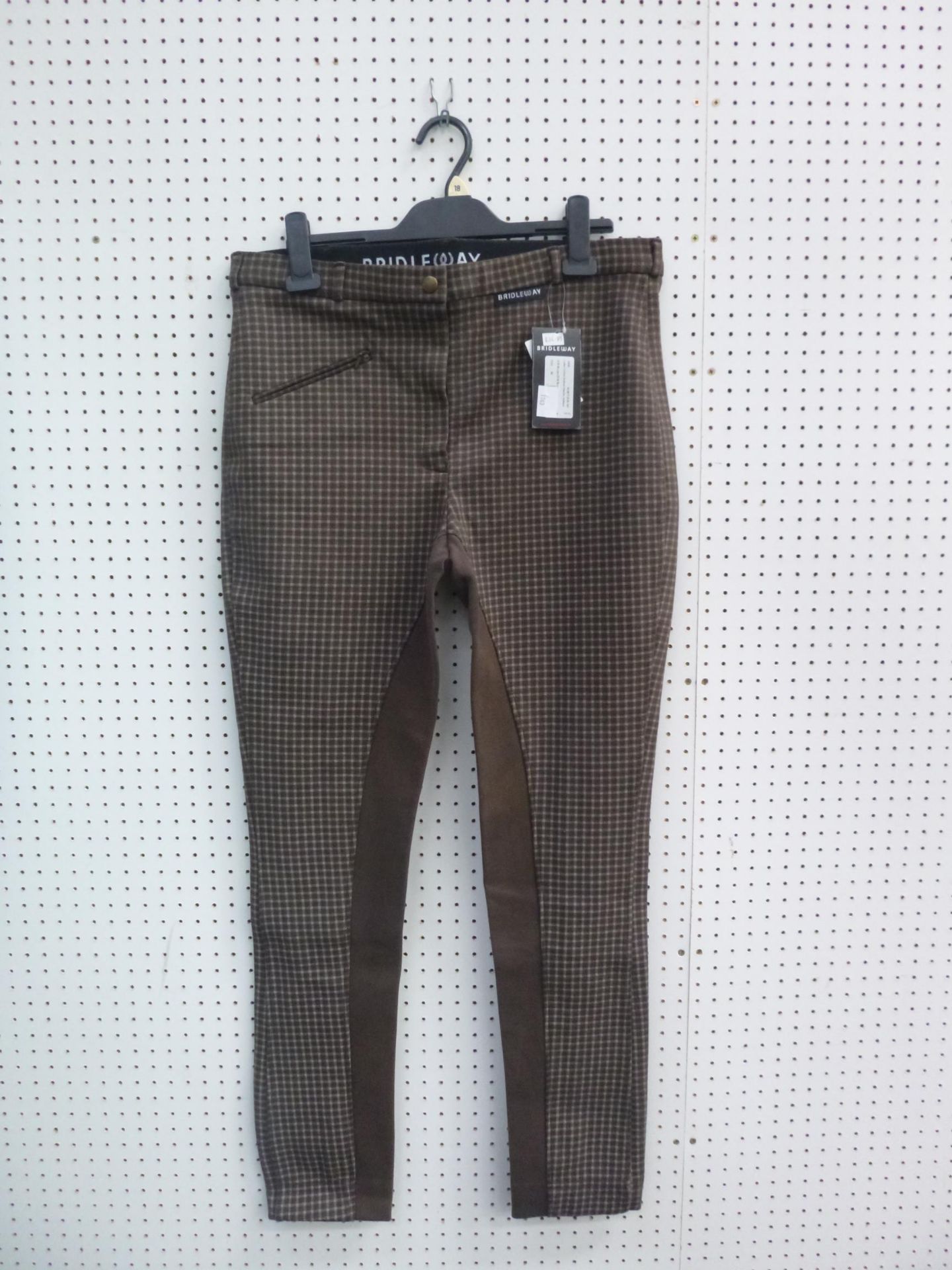 * Two pairs of New Bridleway Ladies Jodhpurs. A ladies Cotton Knitted Checks size 36 in Brown/ - Image 3 of 4